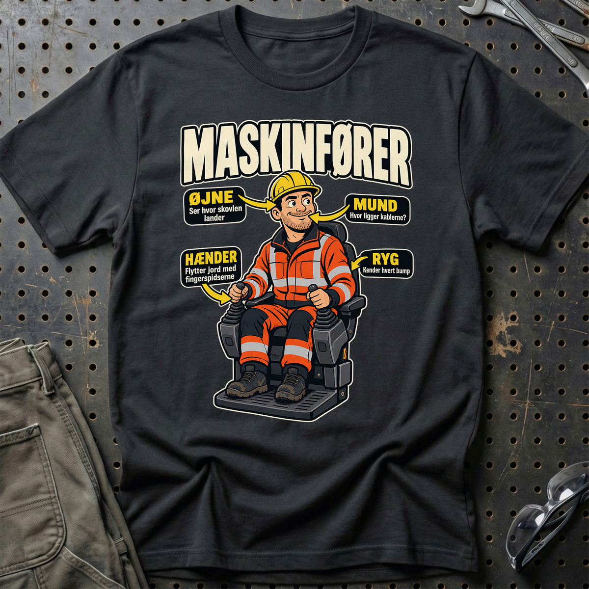 Maskinfører – Anatomi T-Shirt – Sort