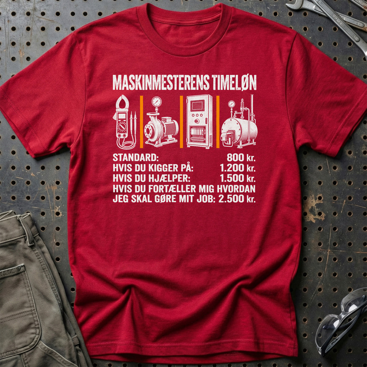 
Maskinmesterens Timeløn T-Shirt – Rød