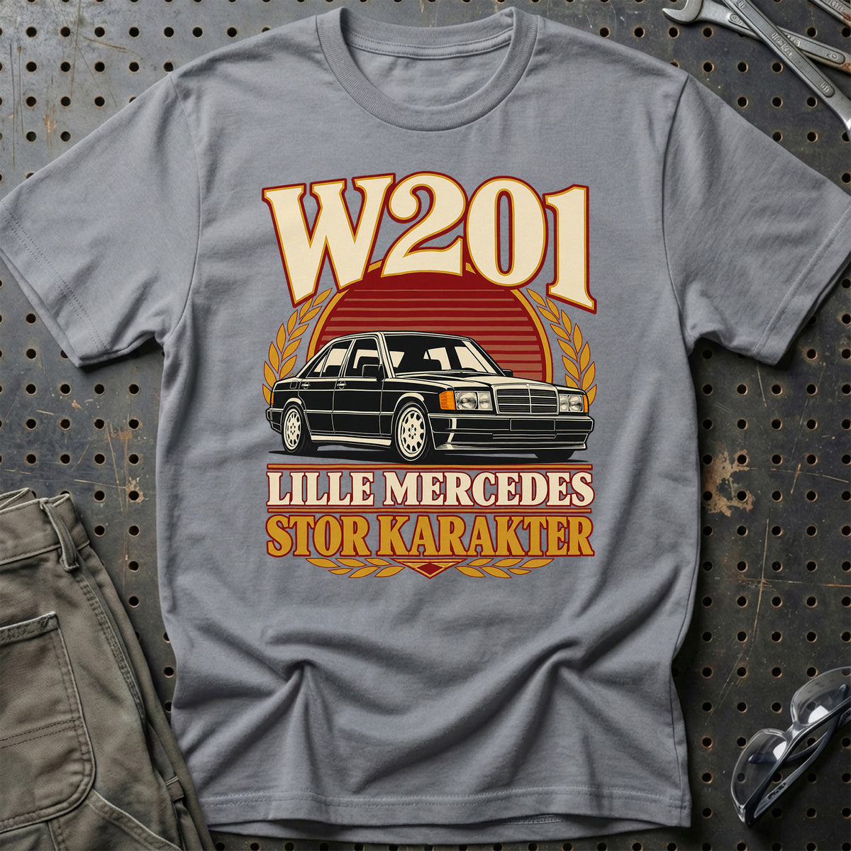 
Mercedes W201 – Lille Mercedes, stor karakter – Unisex T-Shirt – Grå Sport