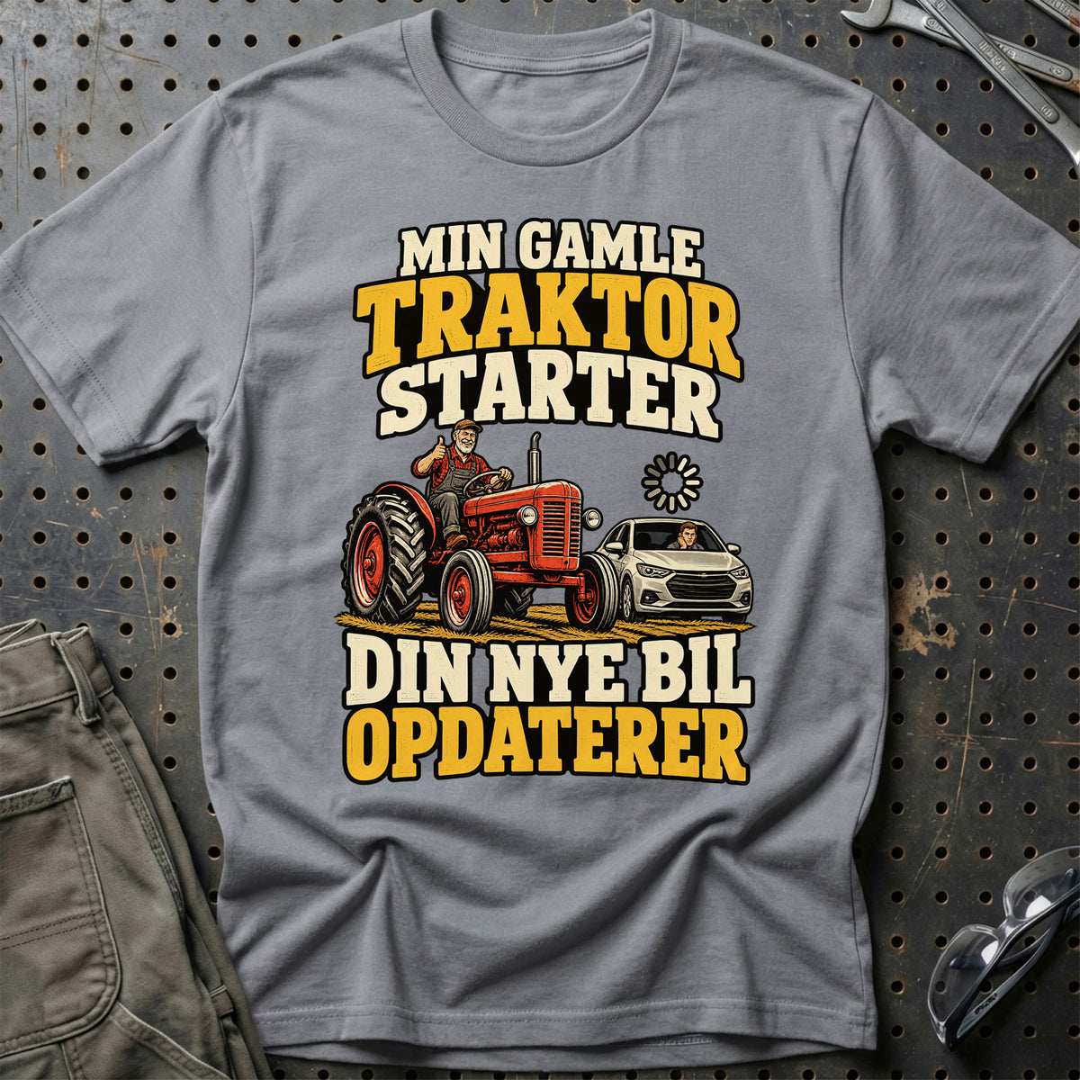 
Min gamle traktor starter din nye bil opdaterer – Illustration – Unisex T-Shirt – Grå Sport