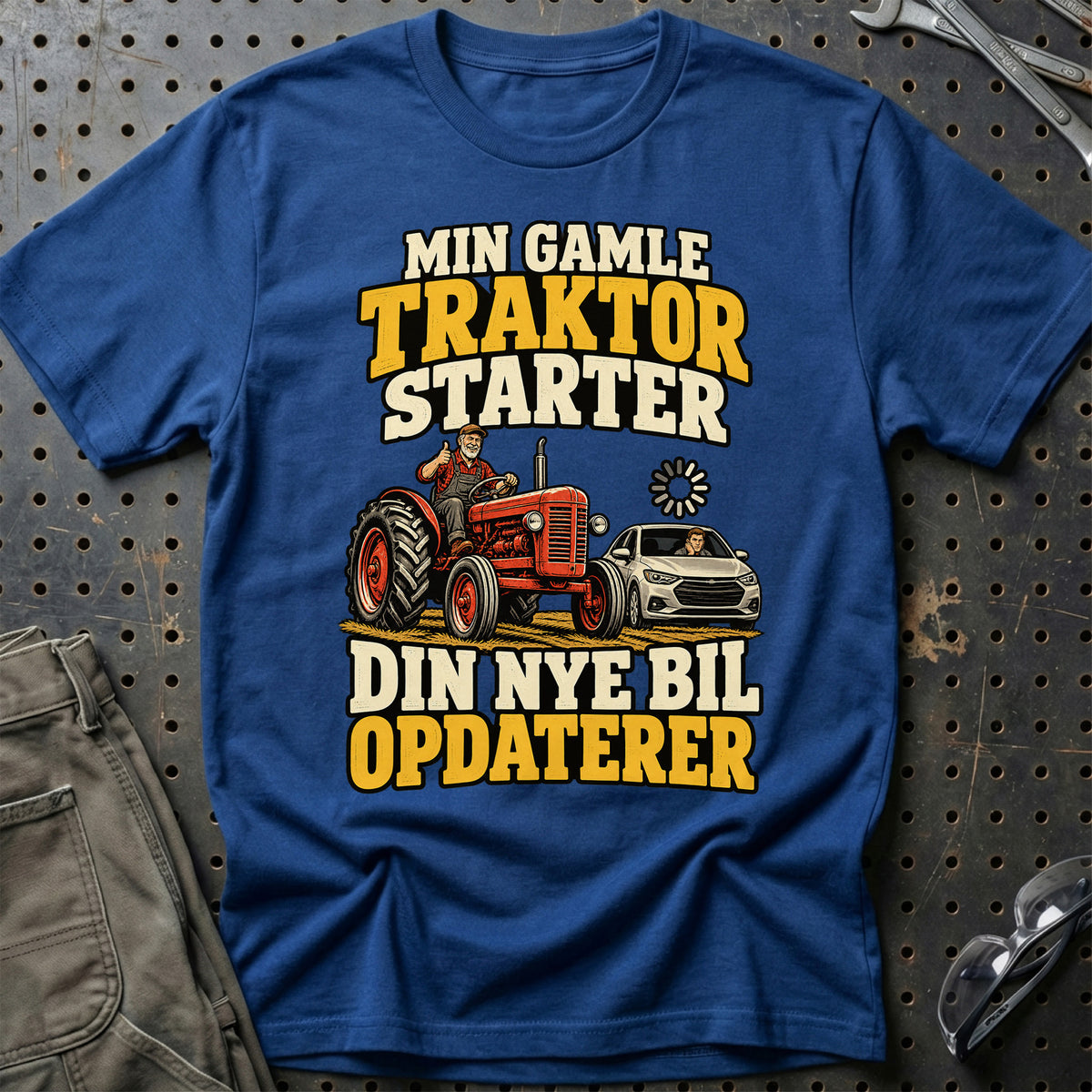 
Min gamle traktor starter din nye bil opdaterer – Illustration – Unisex T-Shirt – Blå Royal
