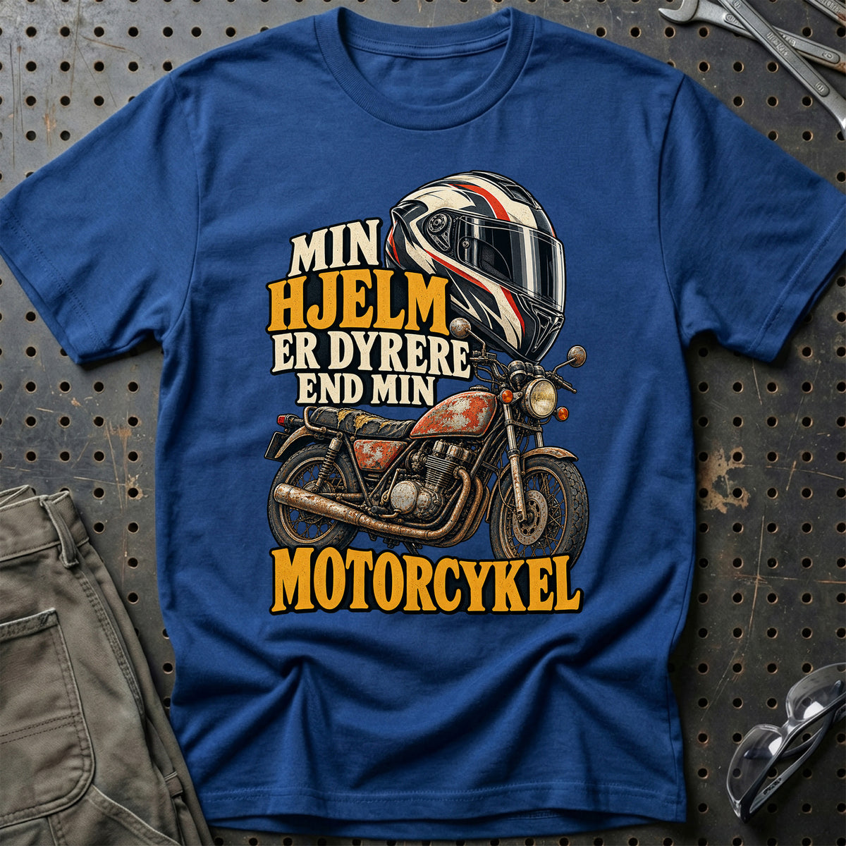 
Min hjelm er dyrere end min motorcykel – Illustration – Unisex T-Shirt – Blå Royal