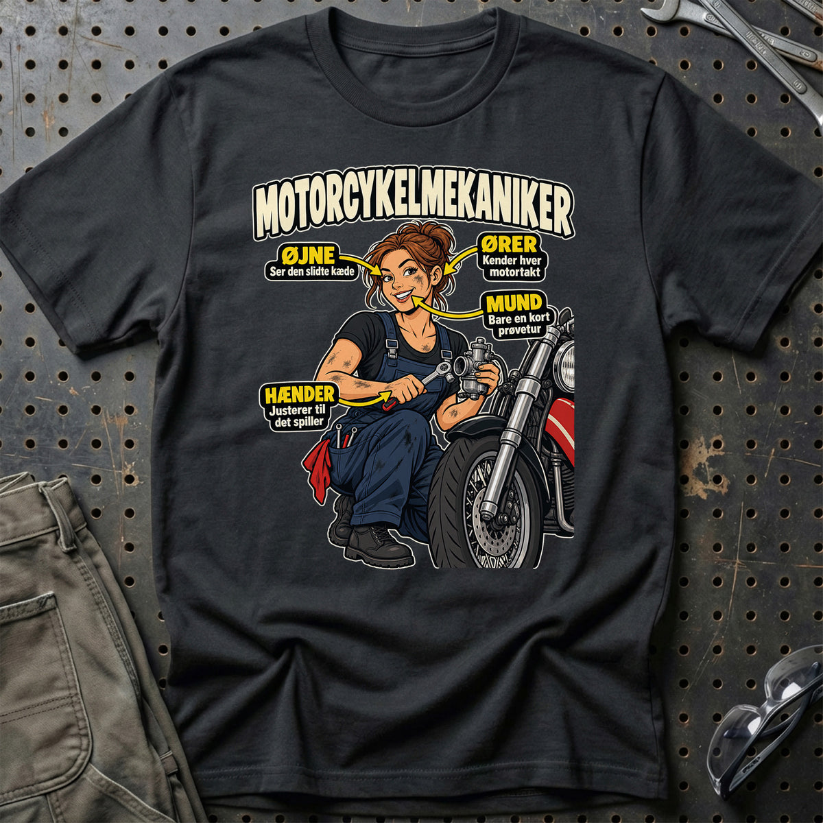 Motorcykelmekaniker – Anatomi T-Shirt – Sort