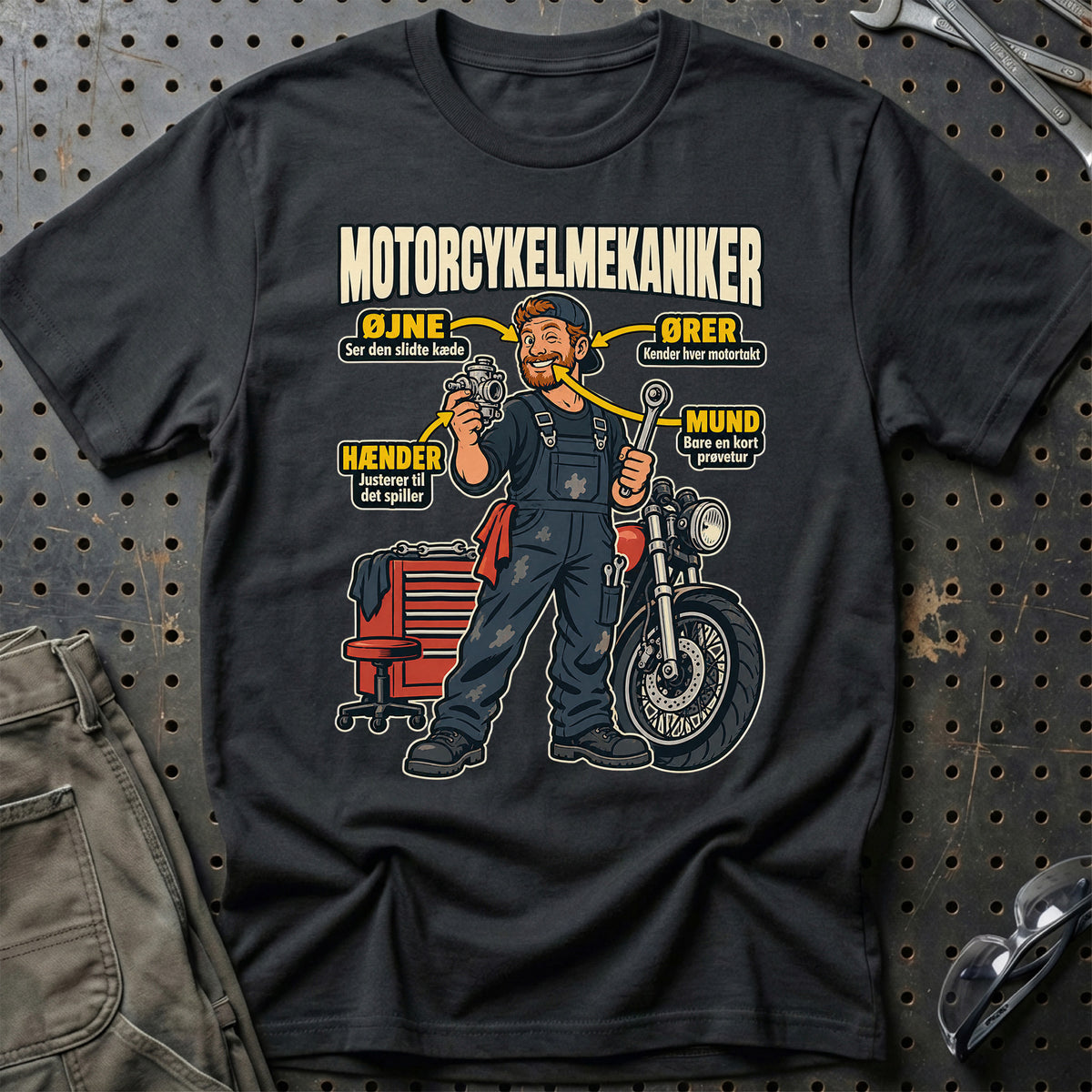 Motorcykelmekaniker – Anatomi T-Shirt – Sort