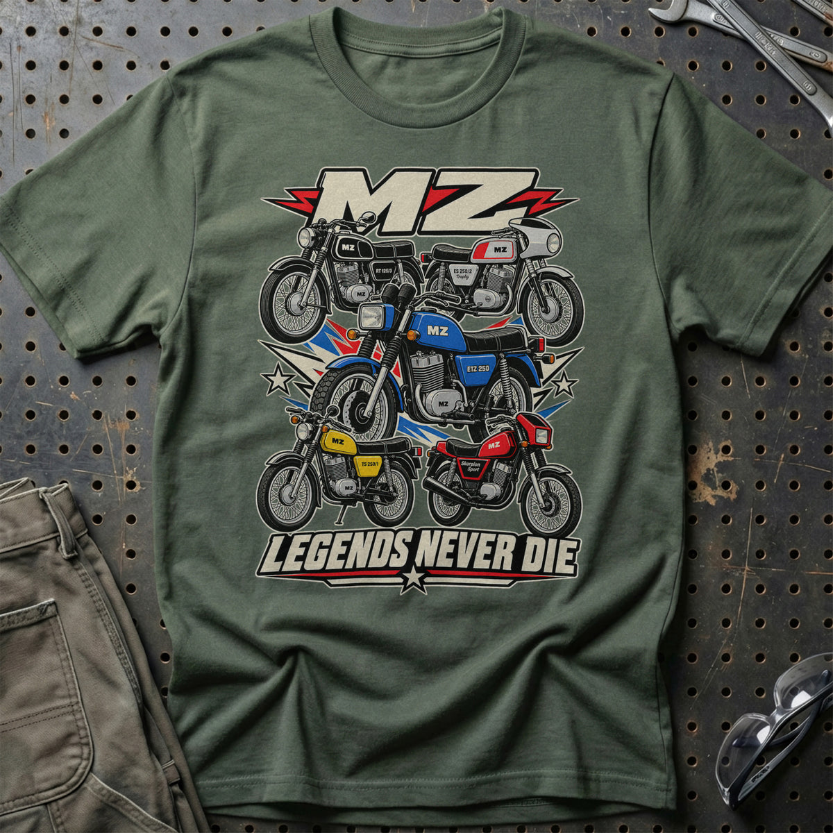 MZ Legends Never Die T-Shirt – Grøn Militær