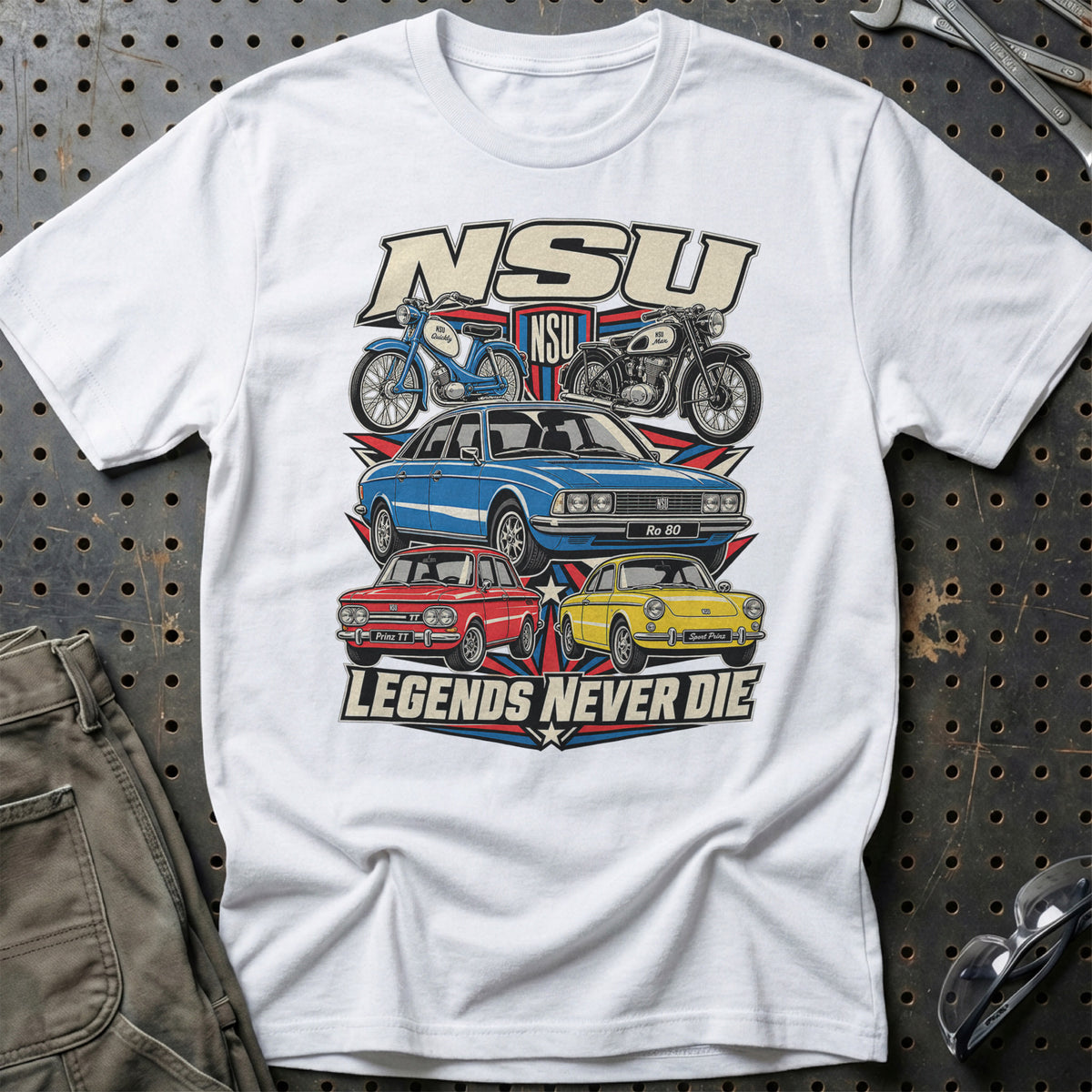 NSU Legends Never Die T-Shirt – Hvid