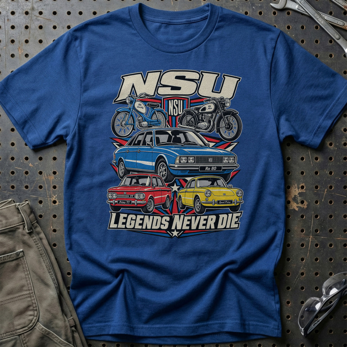 NSU Legends Never Die T-Shirt – Blå Royal