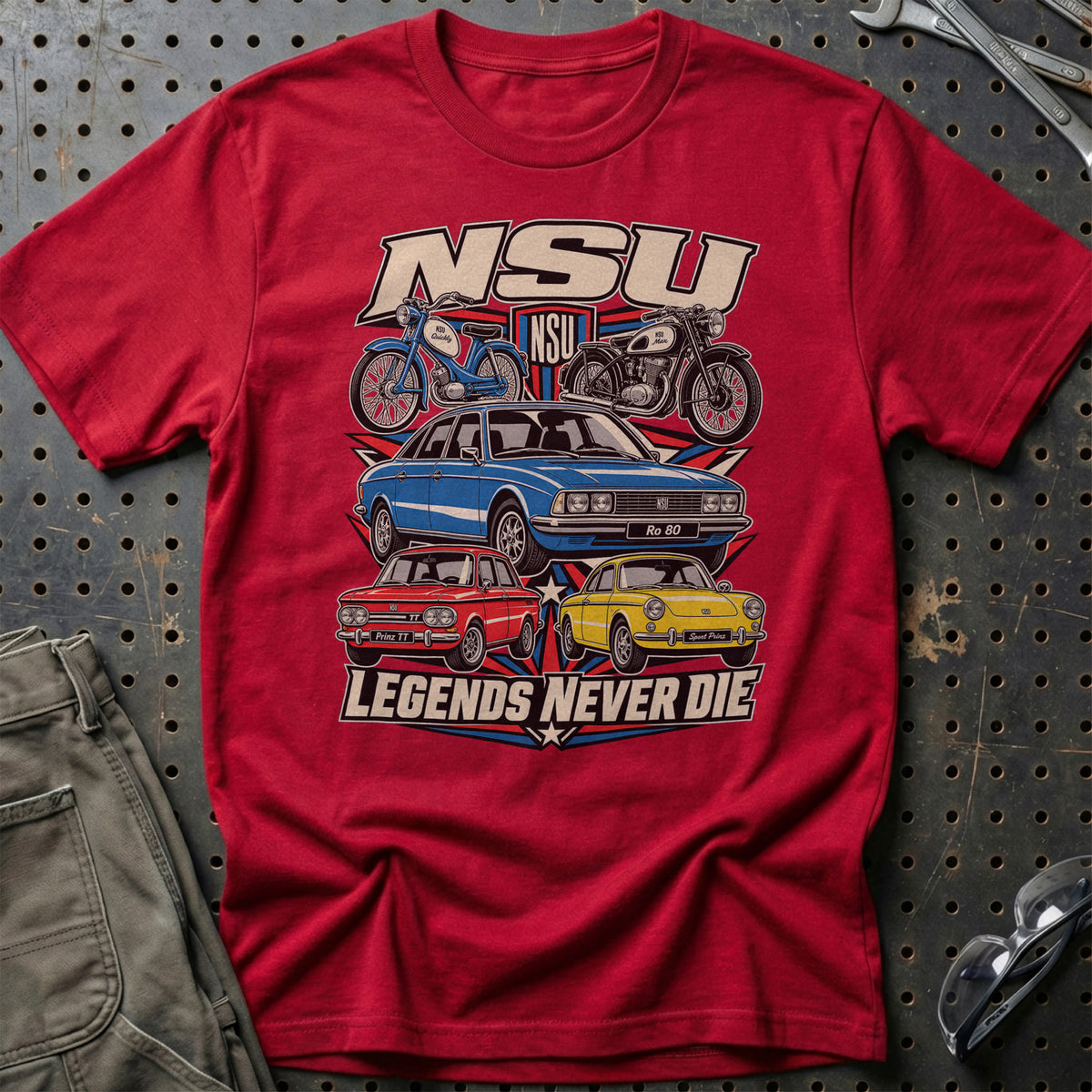 NSU Legends Never Die T-Shirt – Rød