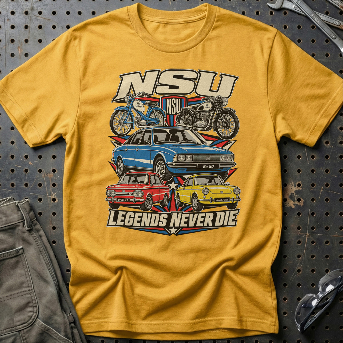 NSU Legends Never Die T-Shirt – Guld
