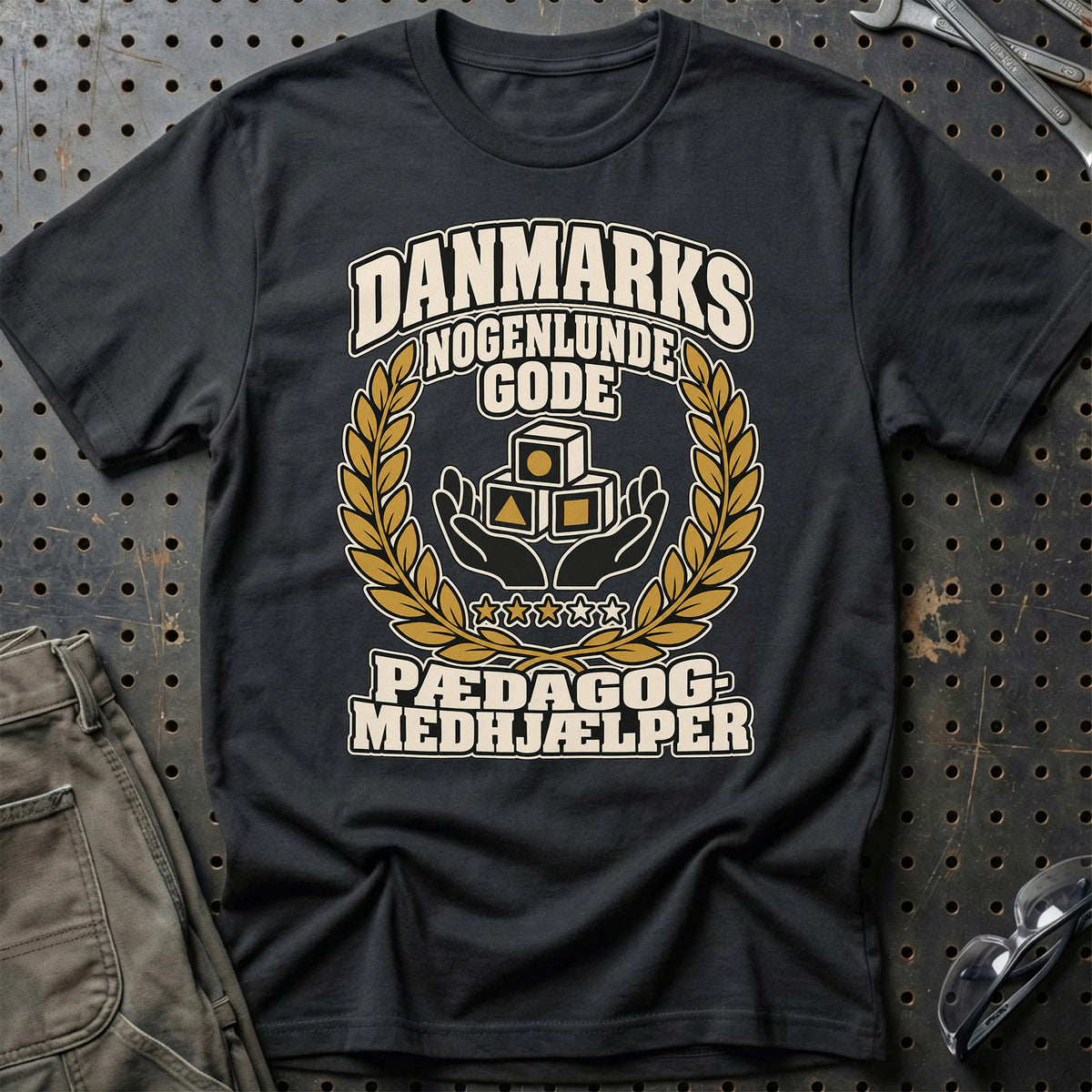 
Pædagogmedhjælper – Danmarks Nogenlunde Gode T-Shirt – Sort