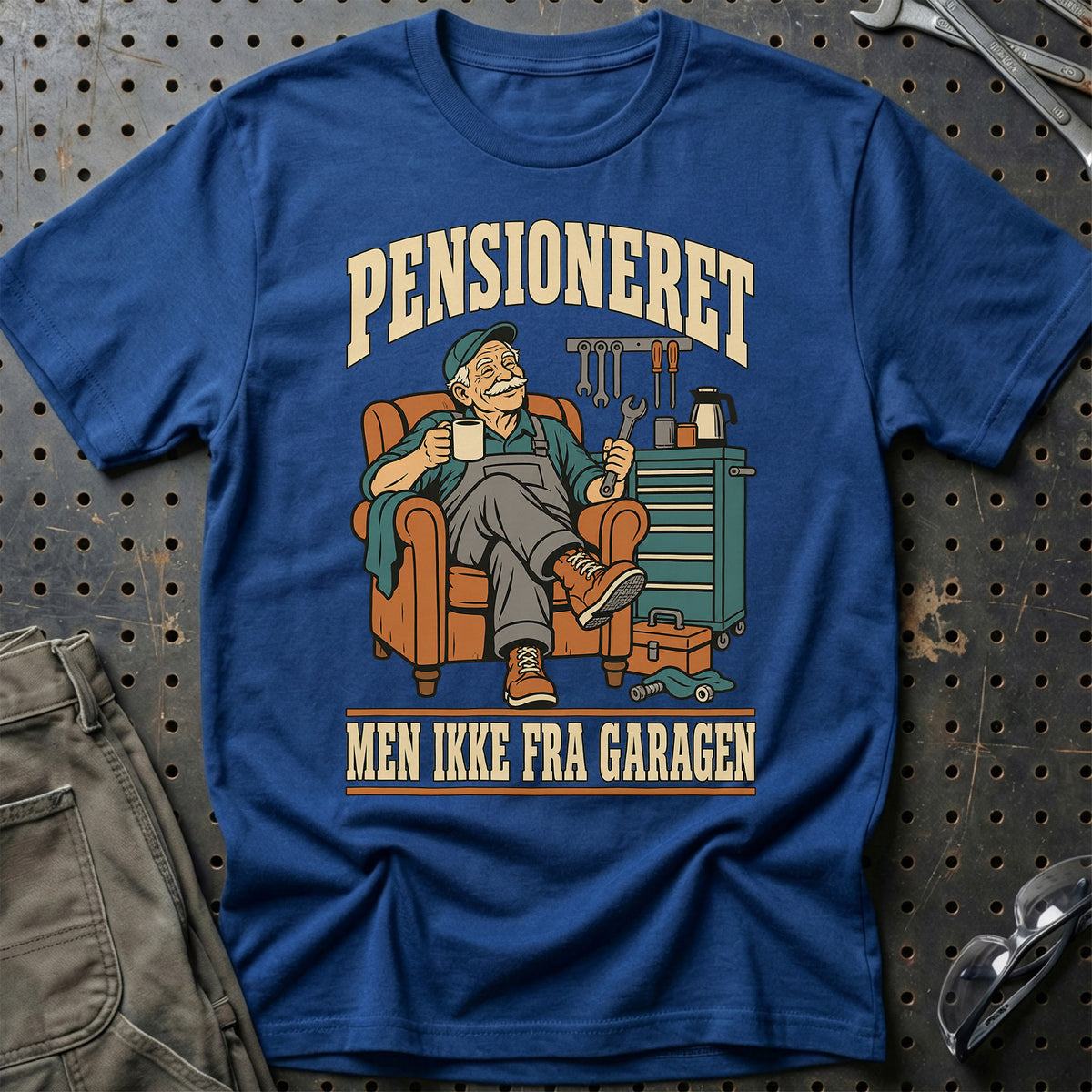 Pensioneret – Men ikke fra garagen T-Shirt – Blå Royal