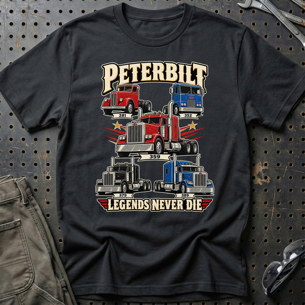Peterbilt Legends Never Die T-Shirt – Sort