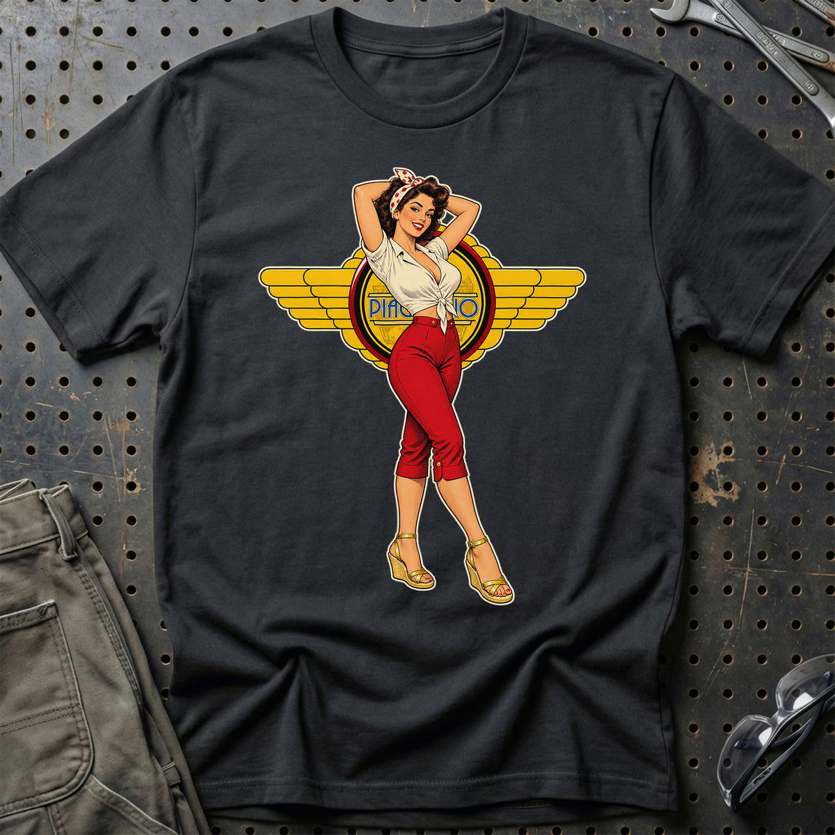 Piaggio Retro Pinup T-Shirt – Sort