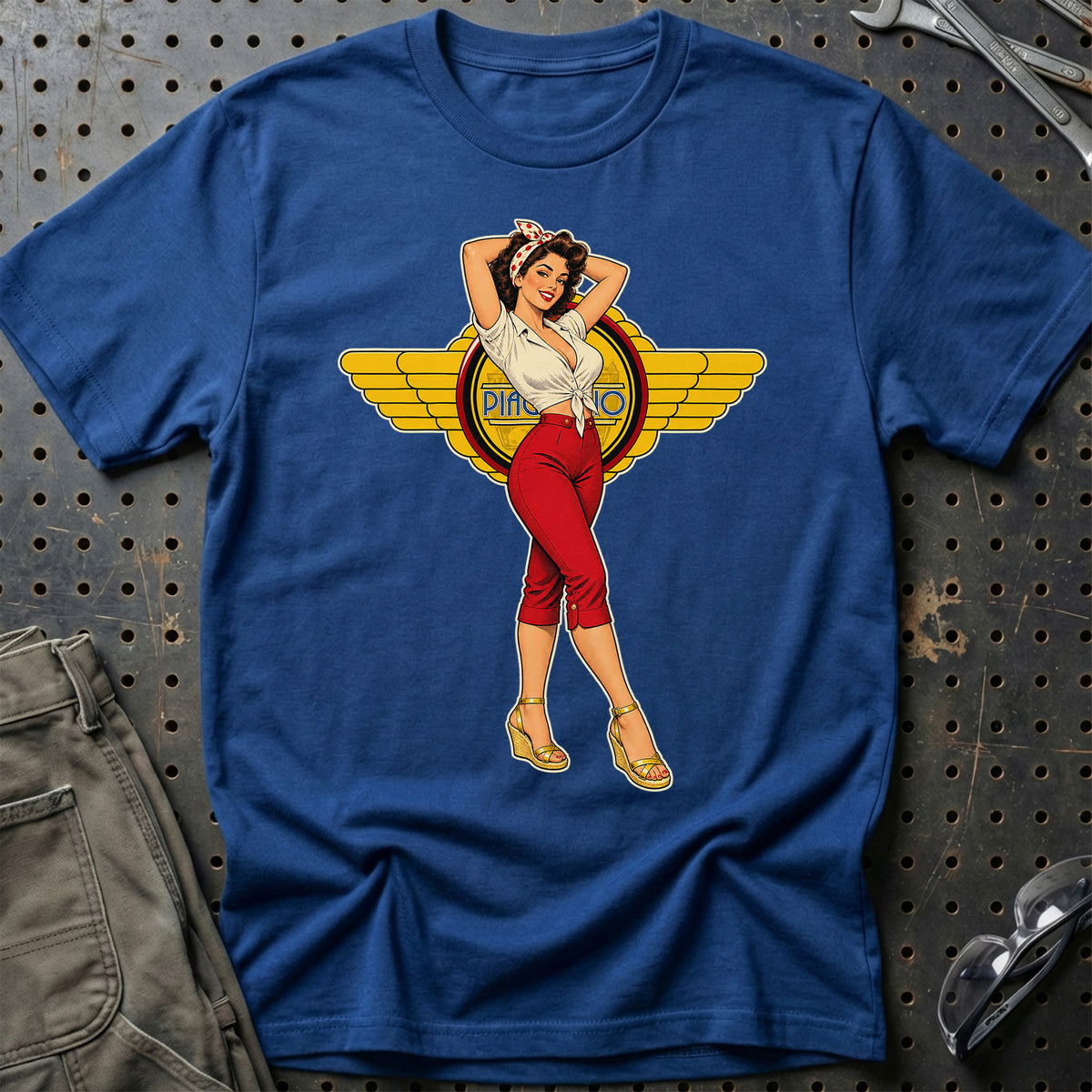 Piaggio Retro Pinup T-Shirt – Blå Royal
