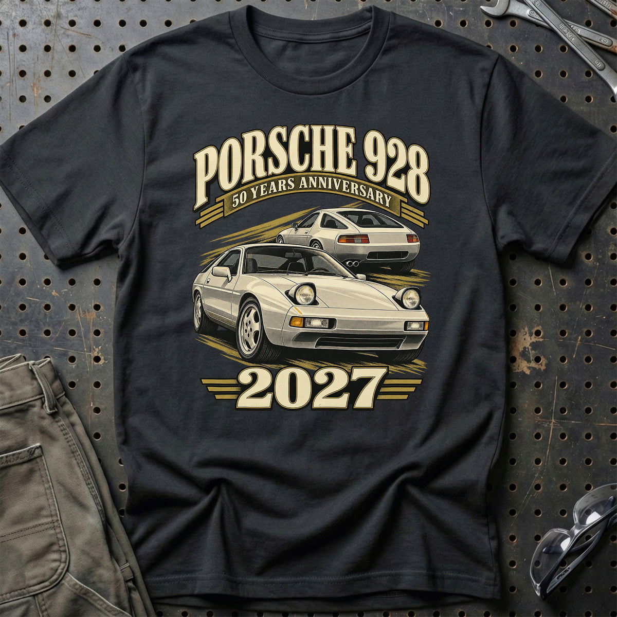 
Porsche 928 – 50 Years Anniversary 2027 T-Shirt – Sort
