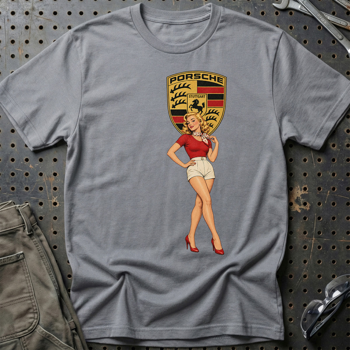 Porsche Retro Pinup T-Shirt – Grå Sport