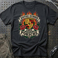 Porsche Rigtige Kvinder Kører – Roser og Flammer T-Shirt – Sort