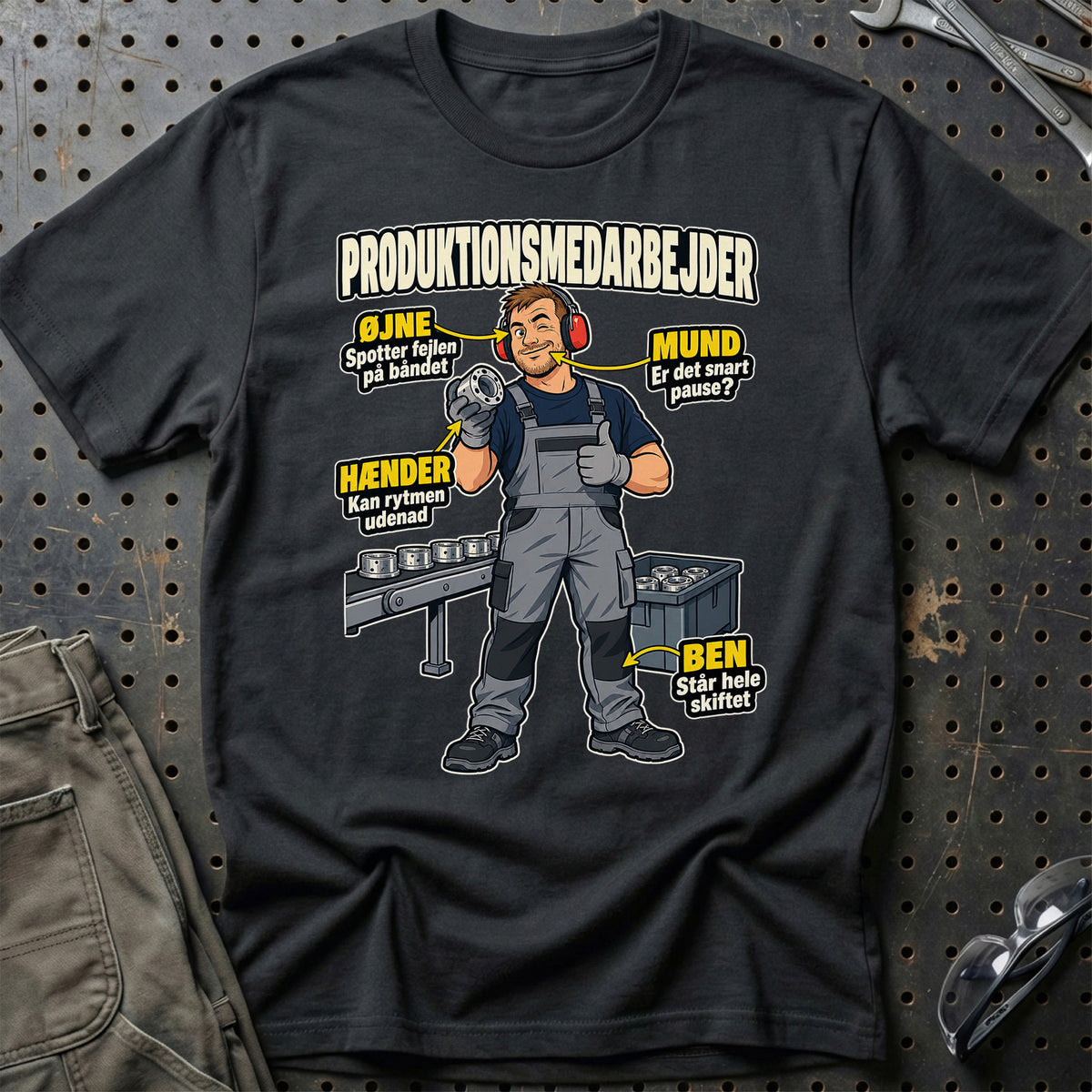 Produktionsmedarbejder – Anatomi T-Shirt – Sort