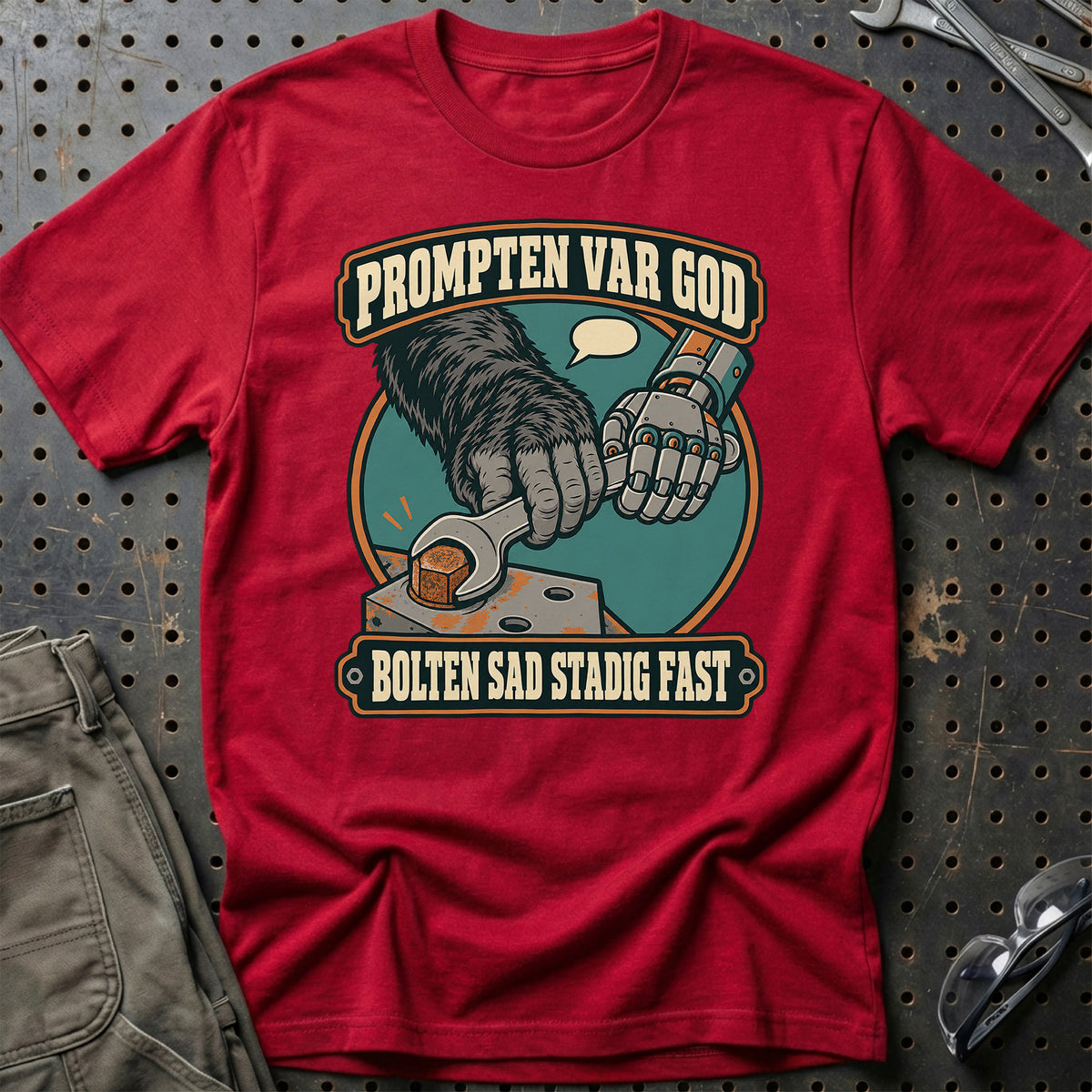 Prompten var god – Bolten sad stadig fast T-Shirt – Rød