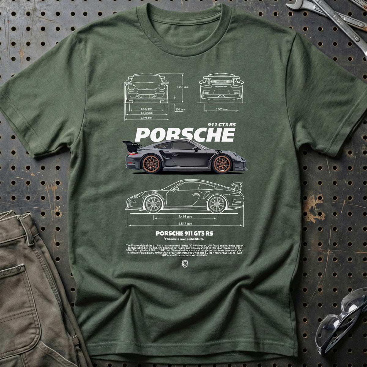 
Porsche 911 GT3 RS T-Shirt – Grøn Militær