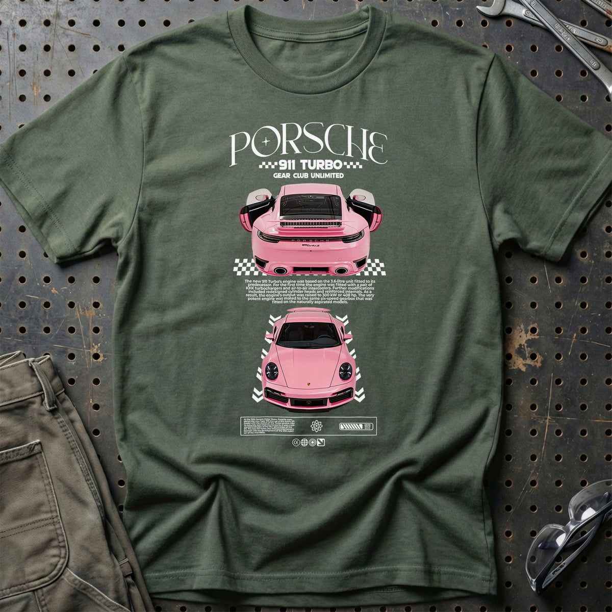 
Porsche 911 Turbo T-Shirt – Grøn Militær