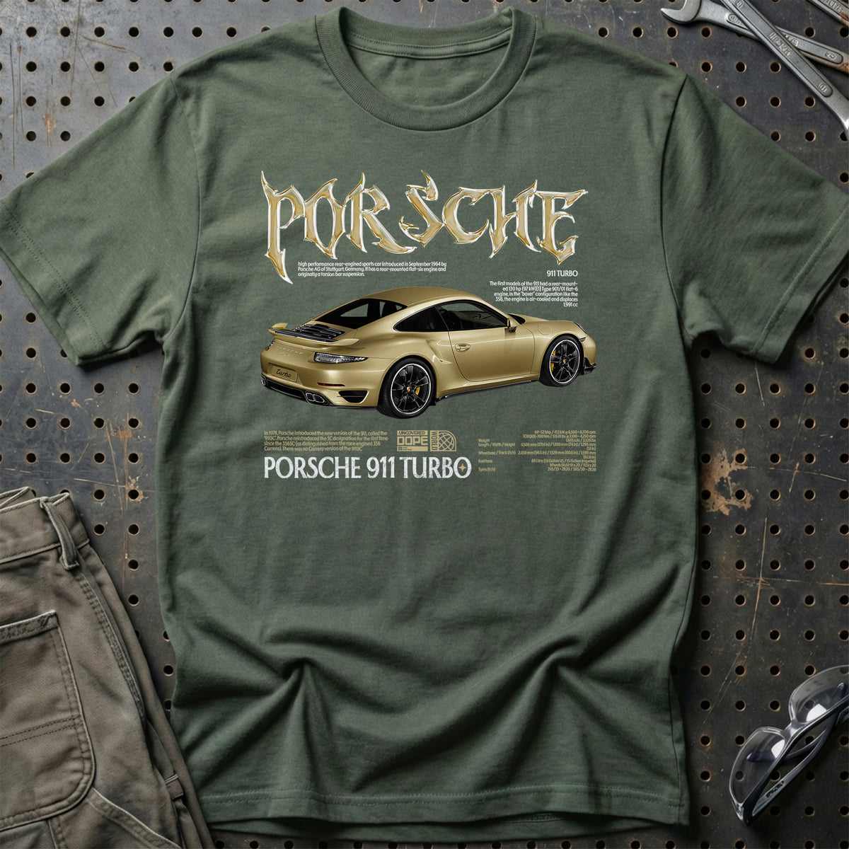 
Porsche 911 Turbo T-Shirt – Grøn Militær