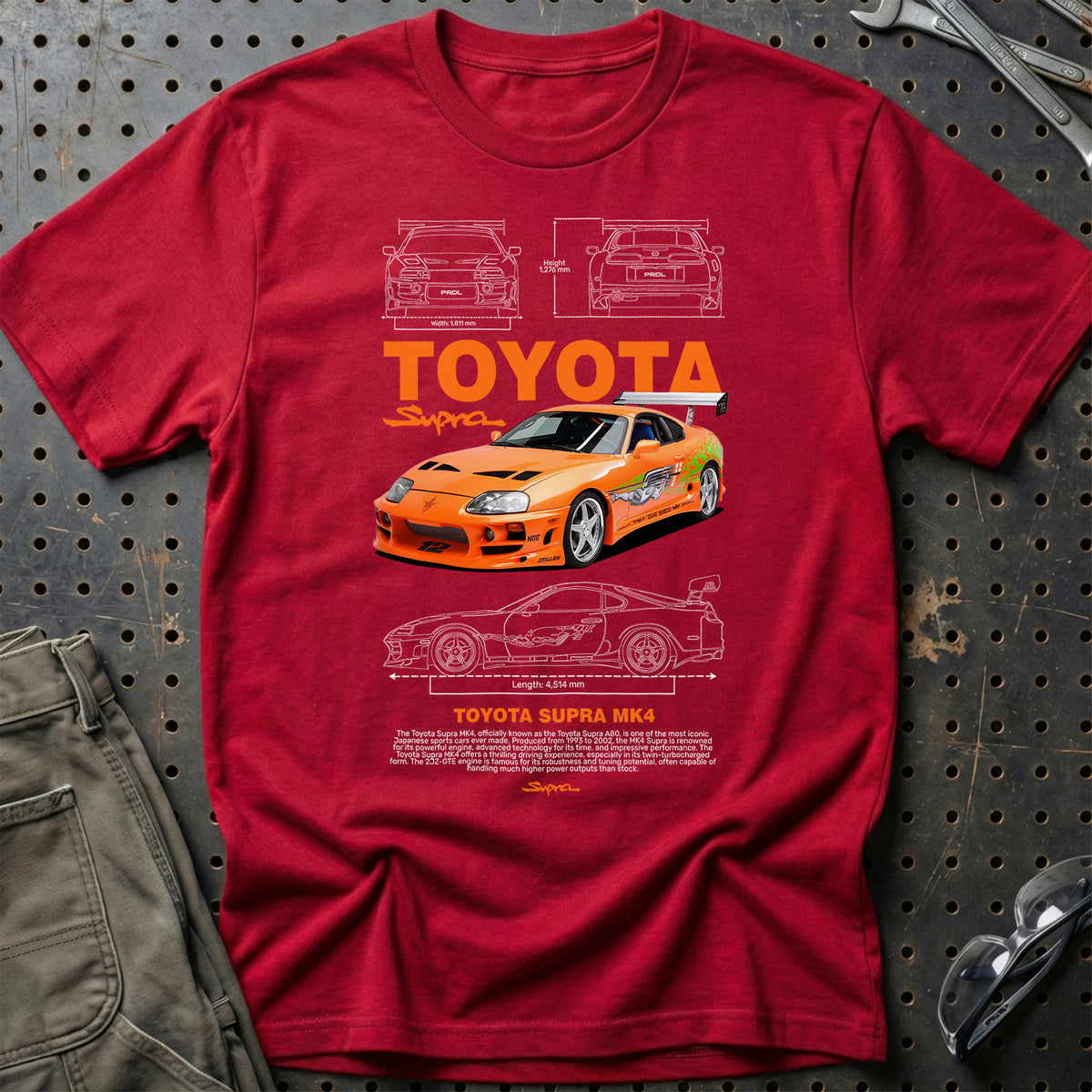 
Toyota Supra MK4 T-Shirt – Rød