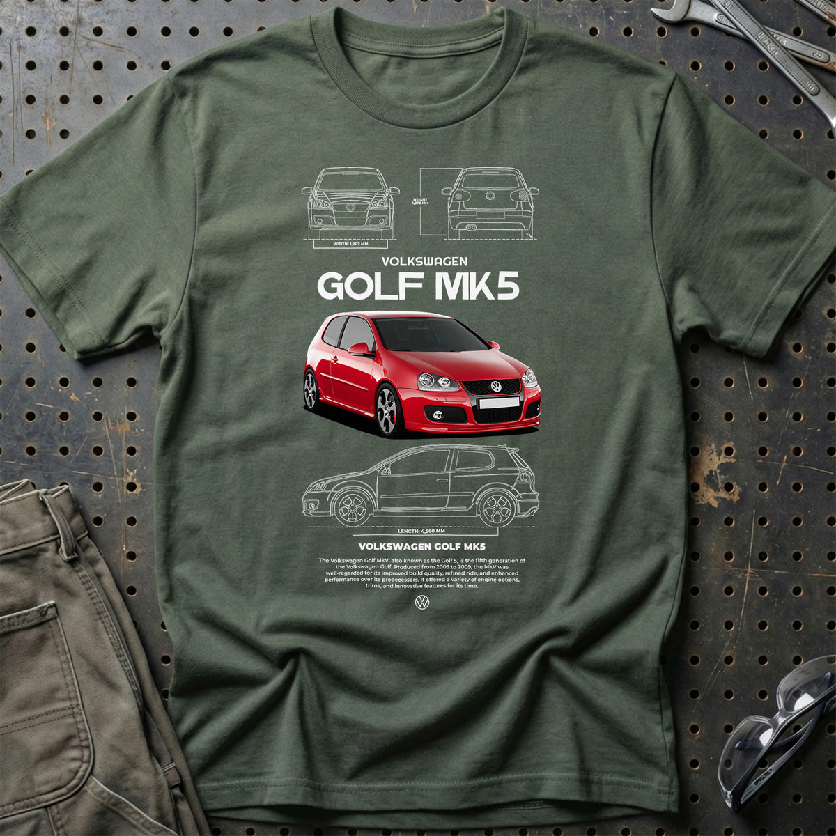 
Volkswagen VW Golf MK5 T-Shirt – Grøn Militær