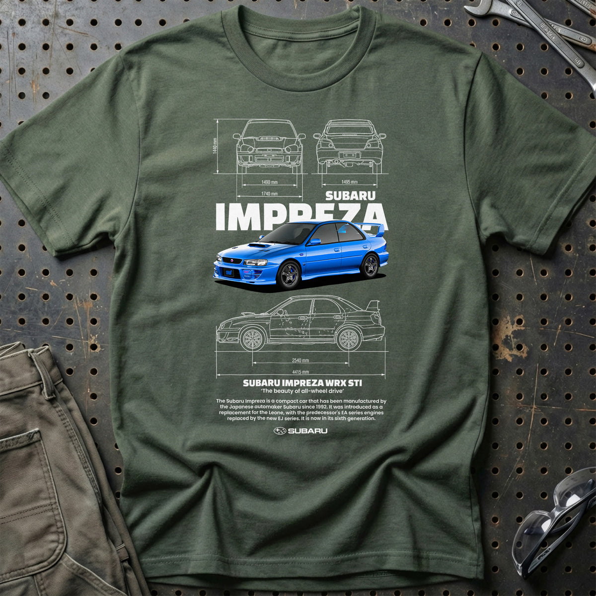 
Subaru Impreza WRX STI T-Shirt – Grøn Militær