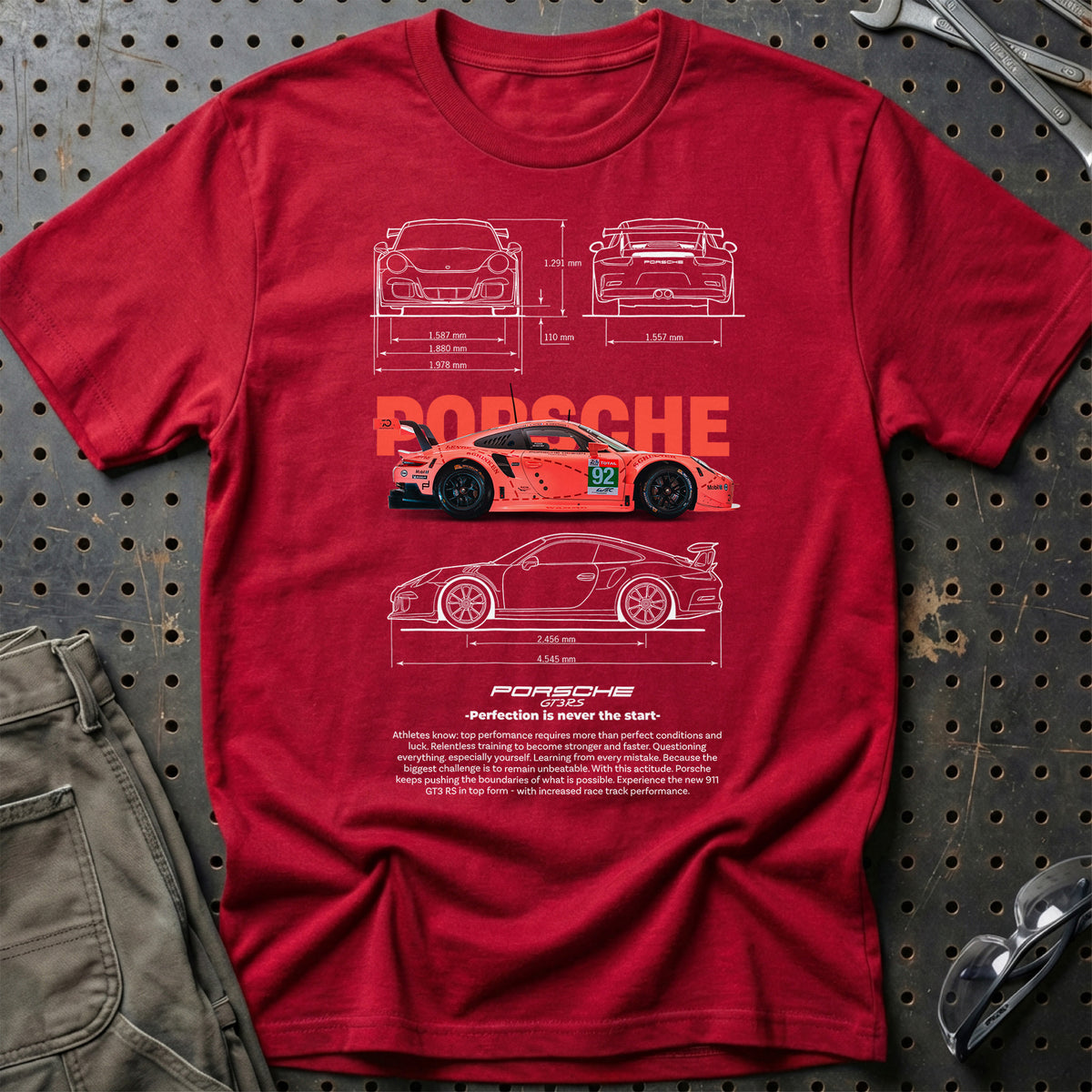
Porsche 911 GT3 RS T-Shirt – Rød