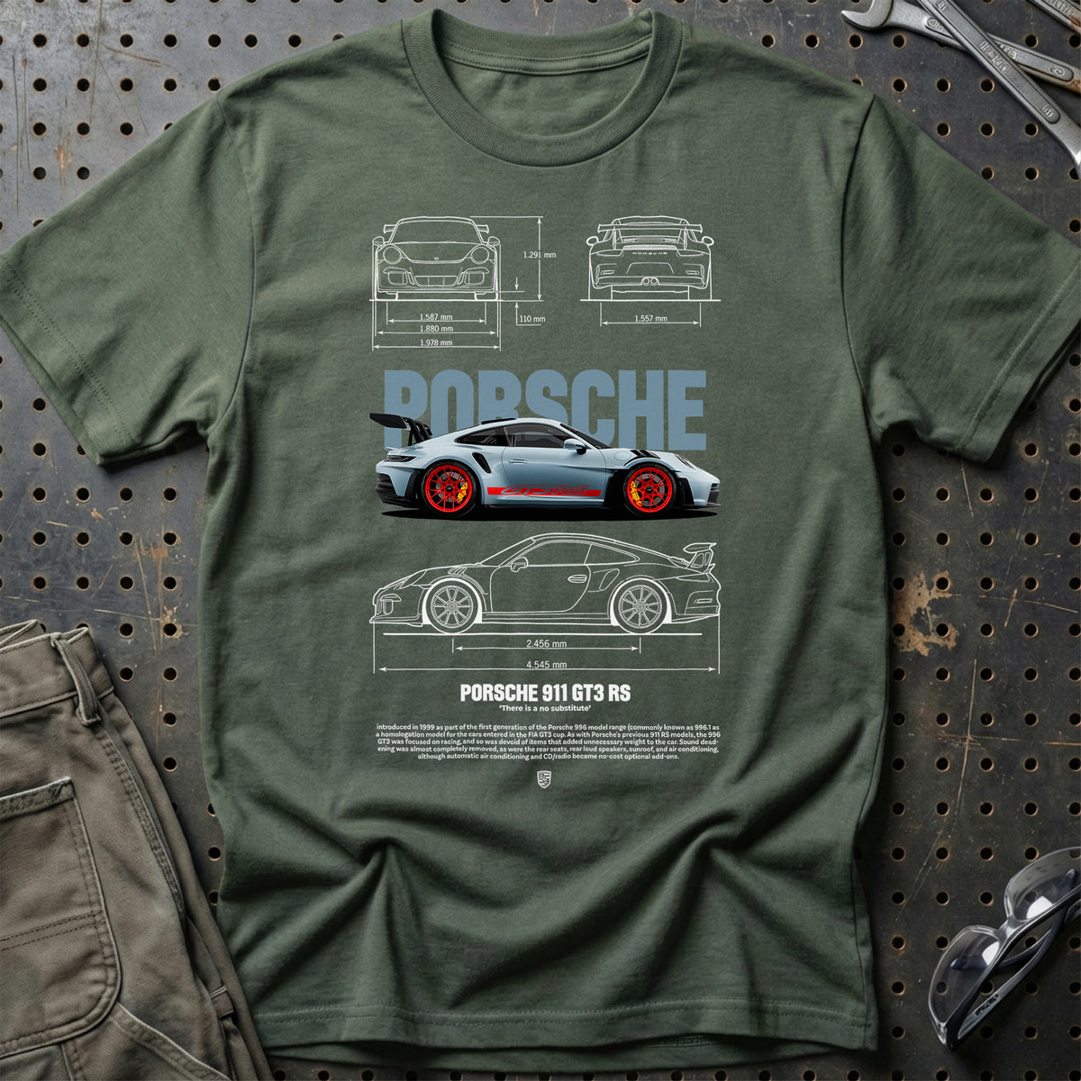 
Porsche 911 GT3 RS T-Shirt – Grøn Militær