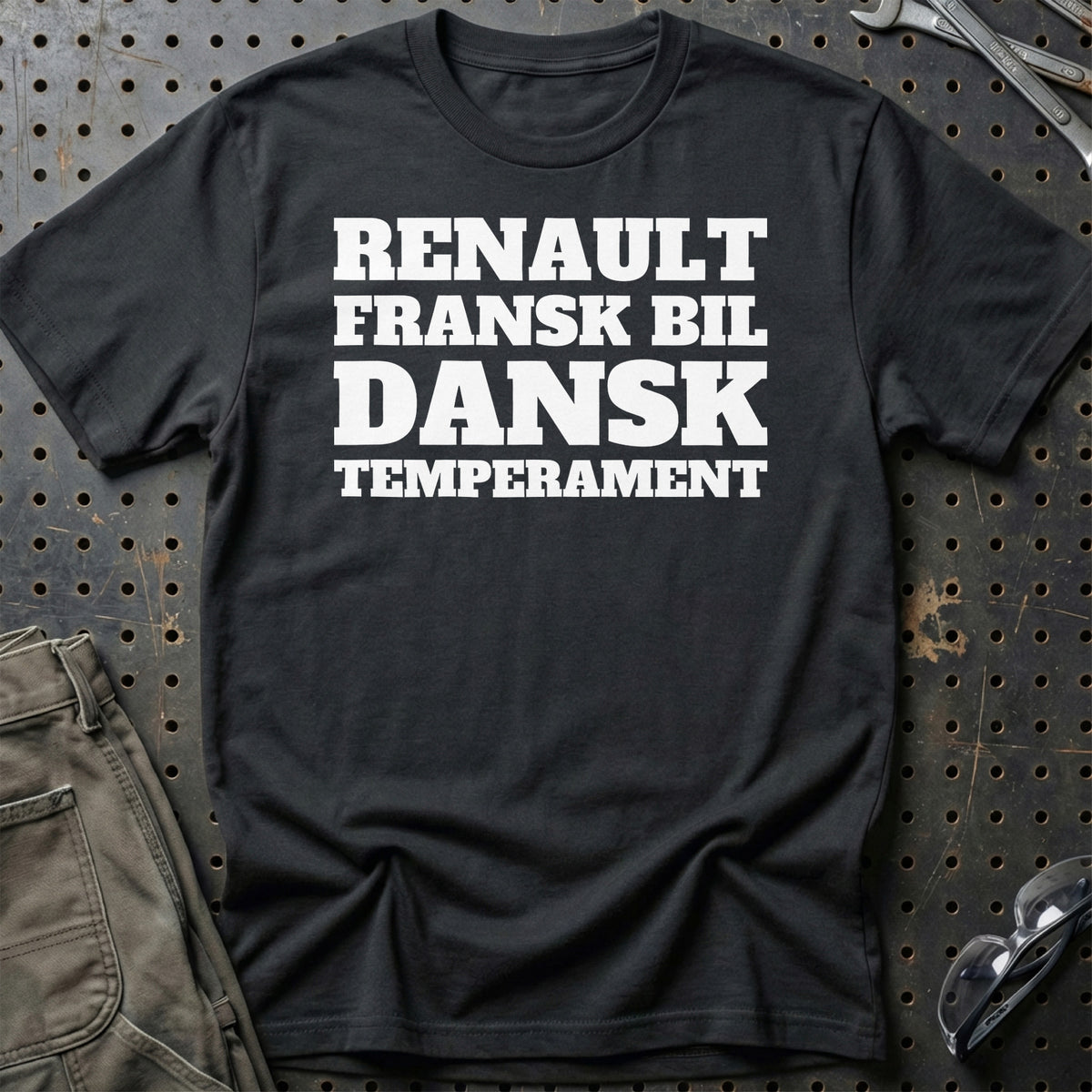 Renault – Fransk Bil – Dansk Temperament T-Shirt – Sort