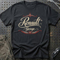 
Renault Garage – Pinstripe – Unisex T-Shirt med tryk foran, farve: Sort