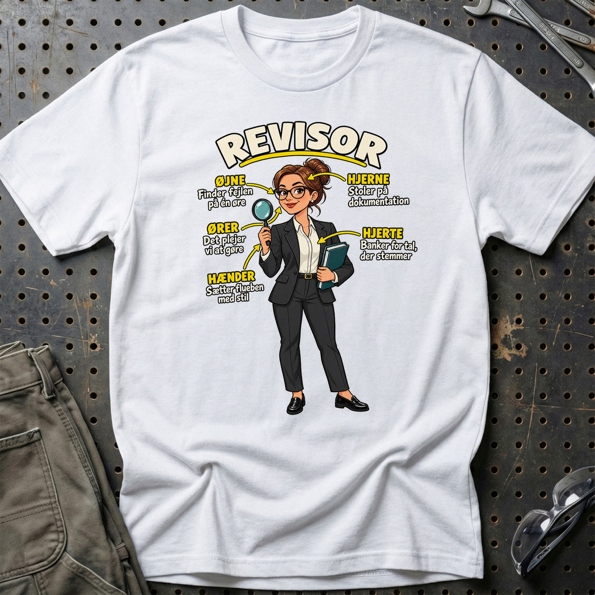
Revisor – Anatomi – Kvindeligt motiv – Unisex T-Shirt – Hvid
