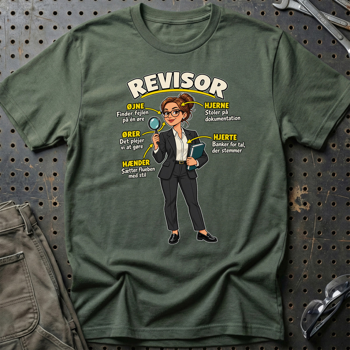 
Revisor – Anatomi – Kvindeligt motiv – Unisex T-Shirt – Grøn Militær
