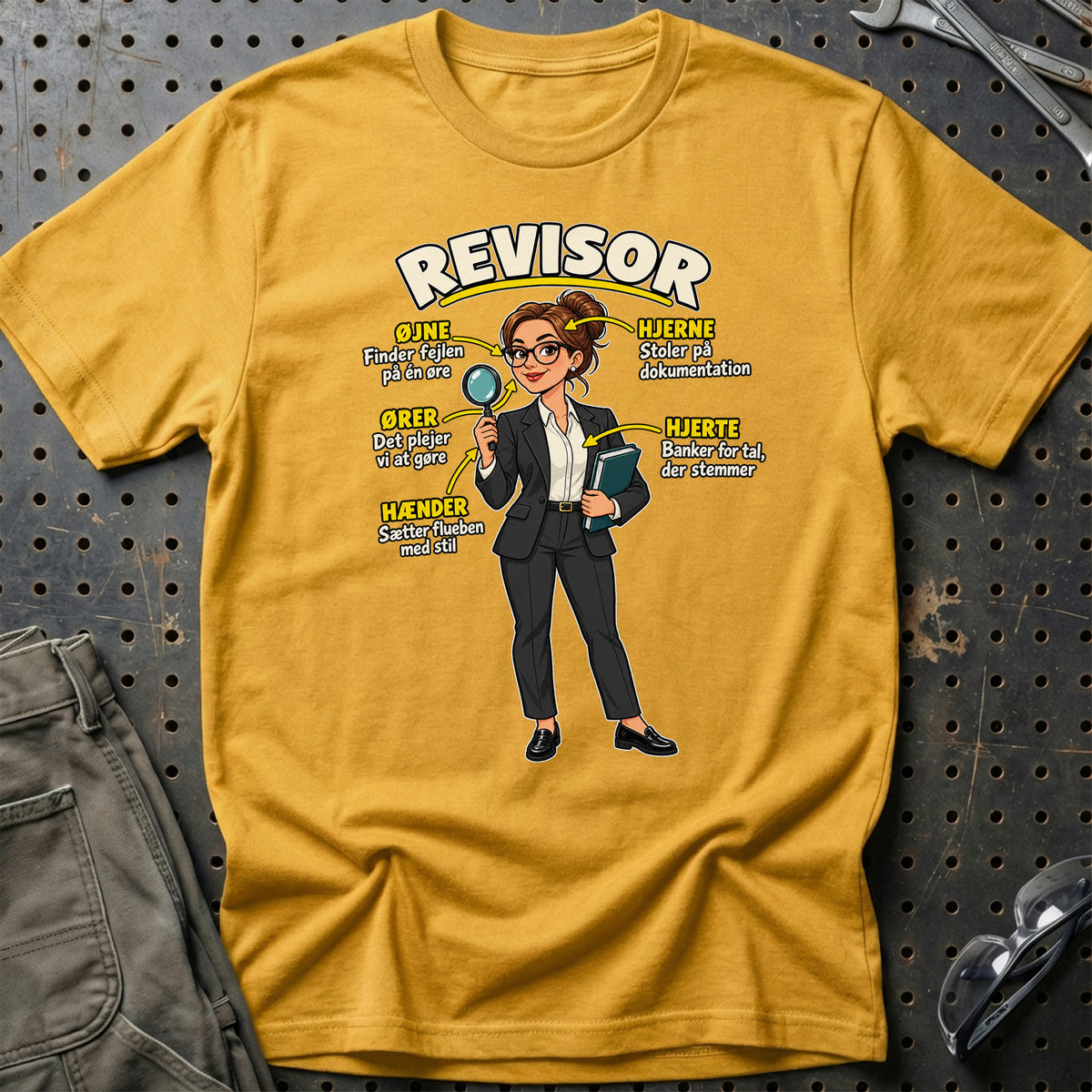 
Revisor – Anatomi – Kvindeligt motiv – Unisex T-Shirt – Guld