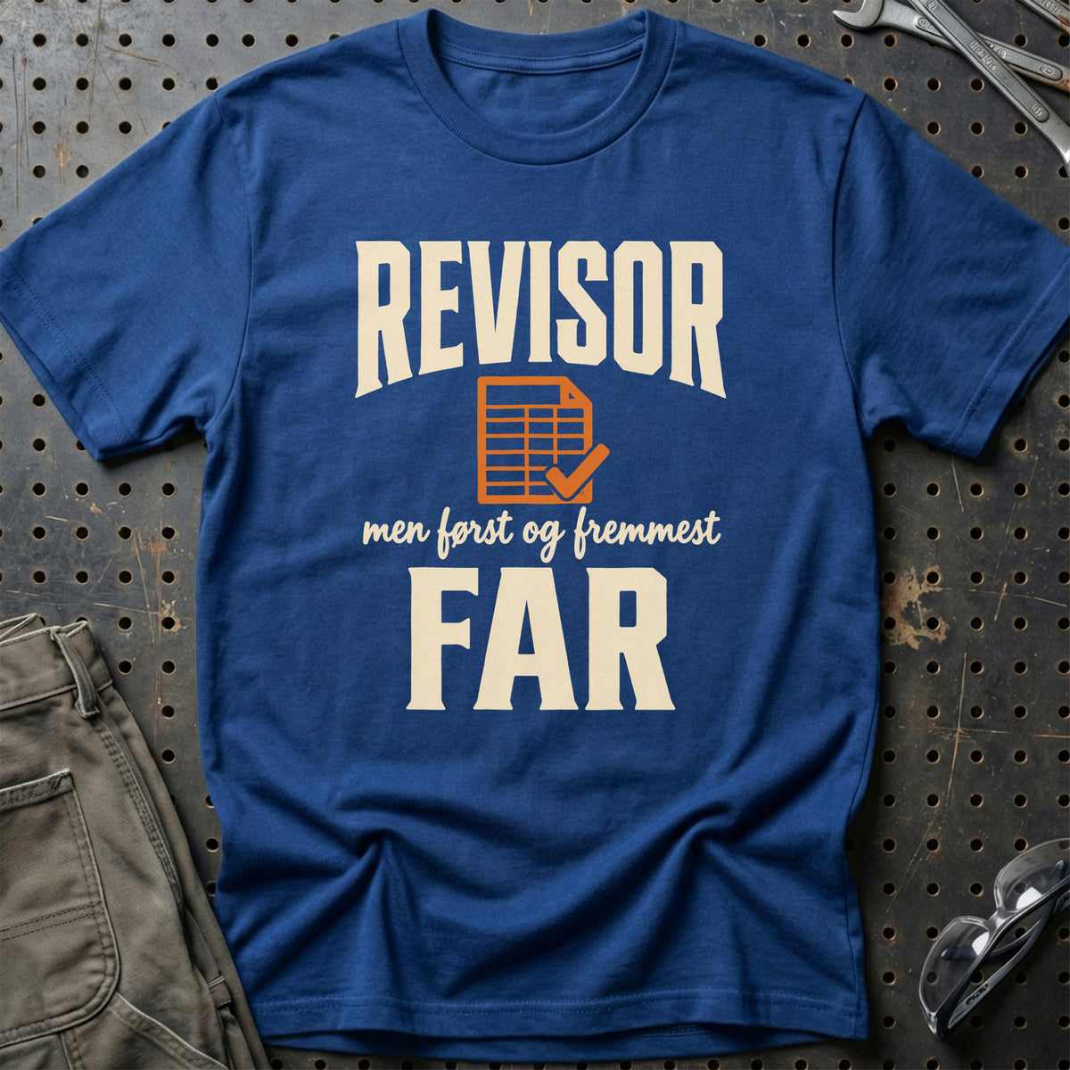 
Revisor – Men først og fremmest far – Unisex T-Shirt – Blå Royal