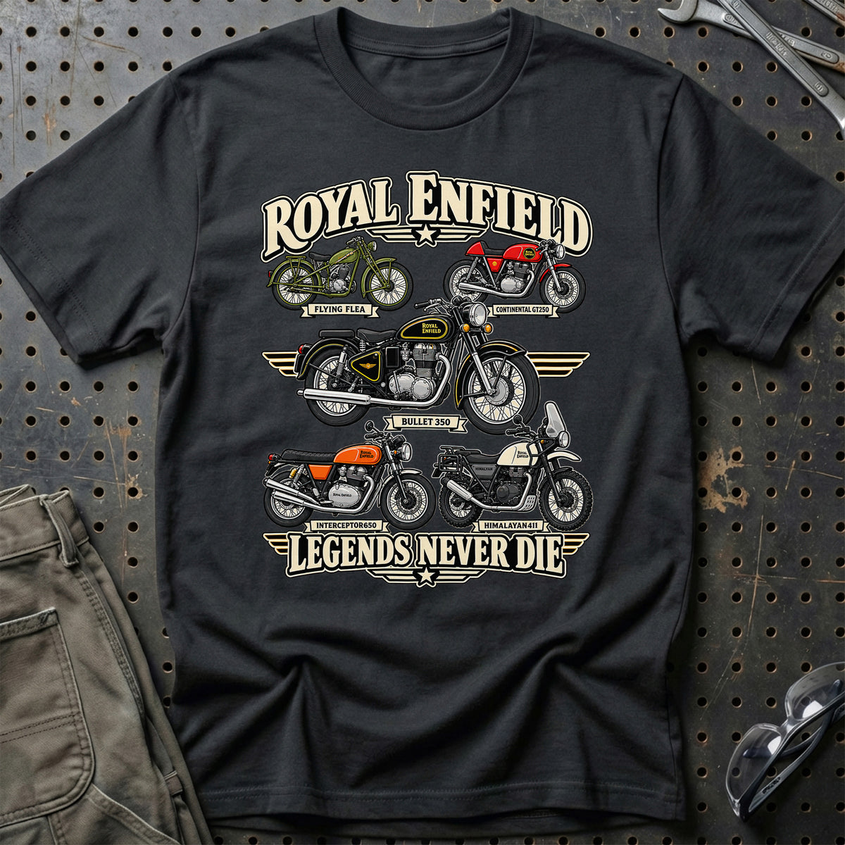 Royal Enfield Legends Never Die T-Shirt – Sort