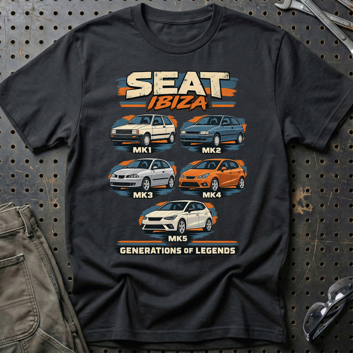 
SEAT Ibiza – Generations of Legends T-Shirt – Sort
