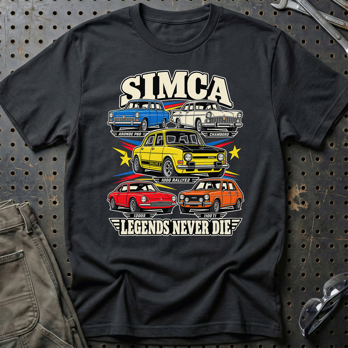 Simca Legends Never Die T-Shirt – Sort