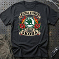 Skoda Rigtige Kvinder Kører – Roser og Flammer T-Shirt – Sort