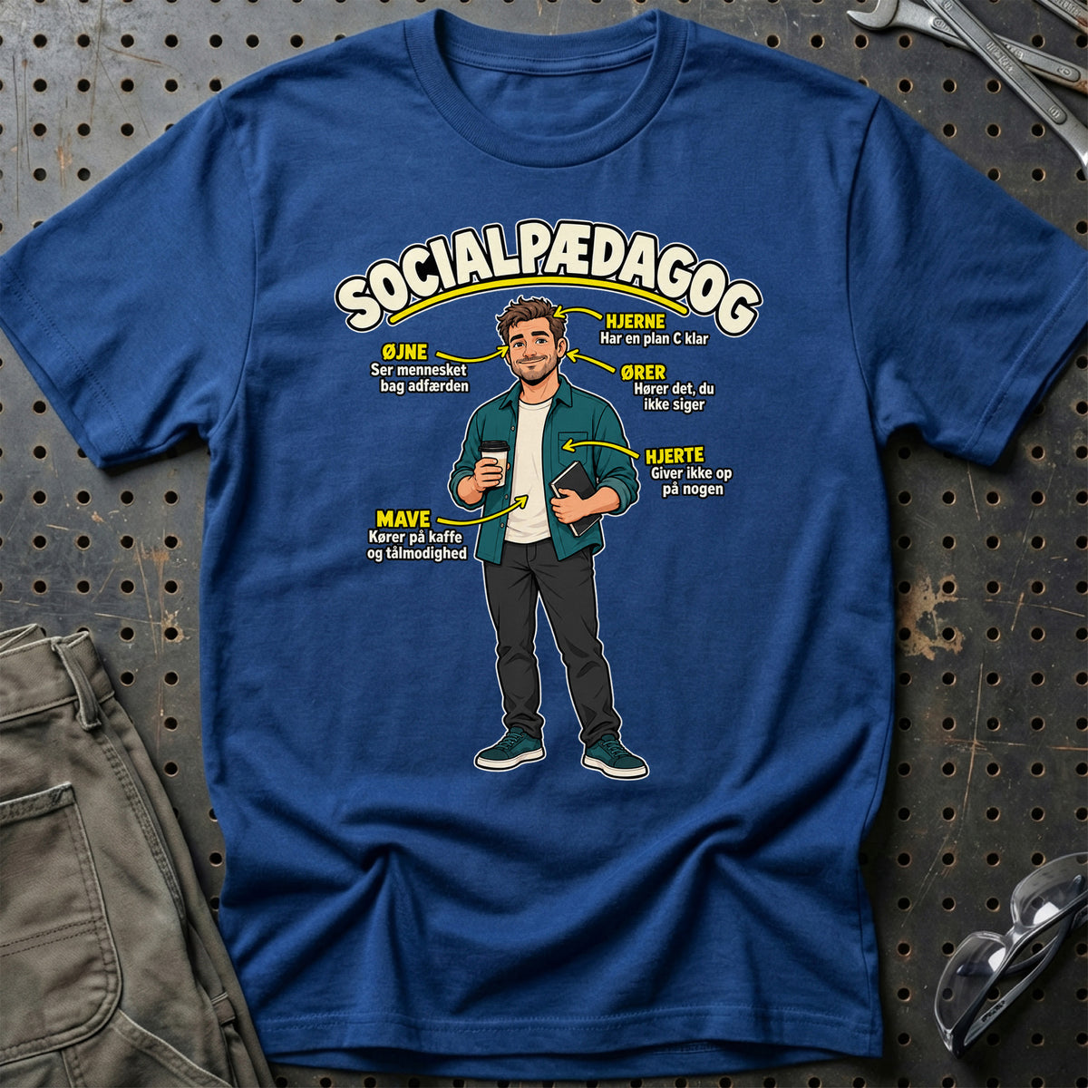 
Socialpædagog – Kører på kaffe og tålmodighed – Unisex T-Shirt – Blå Royal