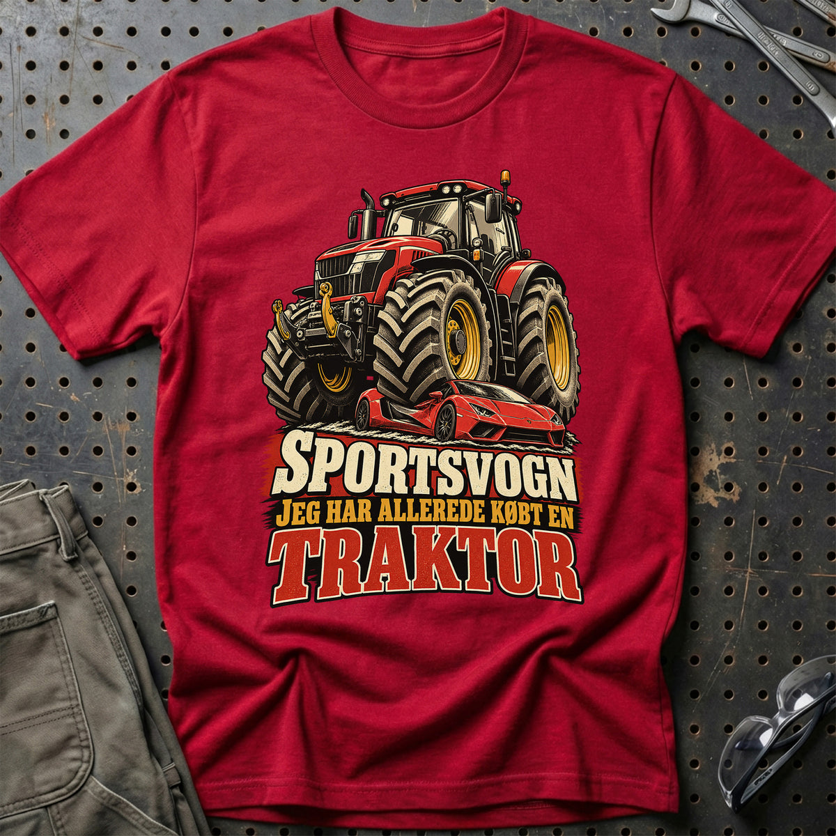 
Sportsvogn jeg har allerede købt en traktor – Illustration – Unisex T-Shirt – Rød