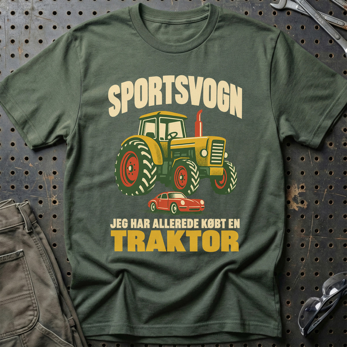 
Sportsvogn jeg har allerede købt en traktor – Retro – Unisex T-Shirt – Grøn Militær