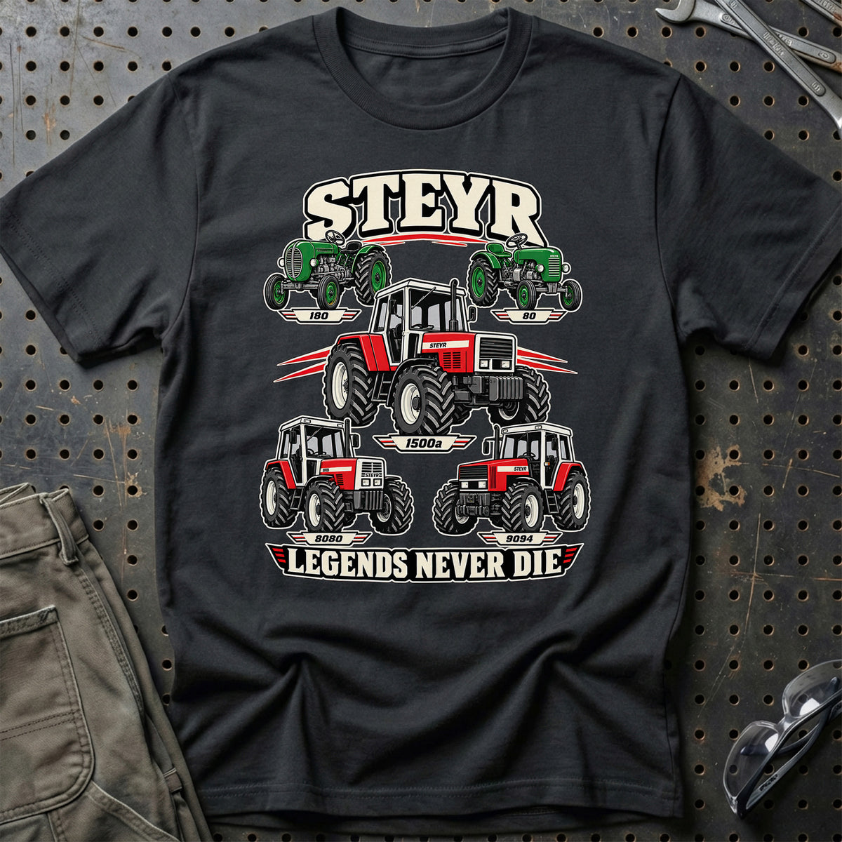 Steyr Legends Never Die T-Shirt – Sort