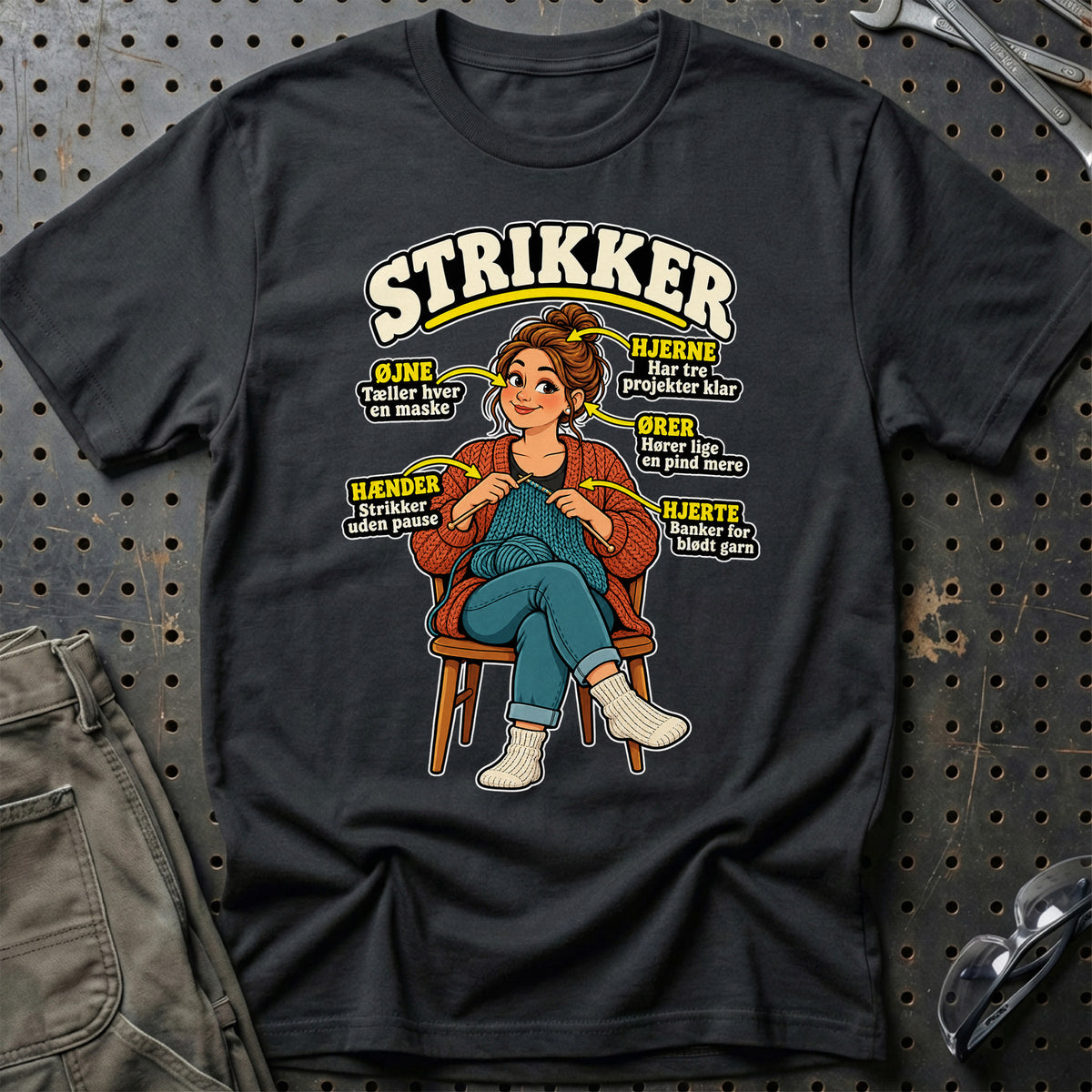 
Strikker – Anatomi – Kvinde – Unisex T-Shirt – Sort