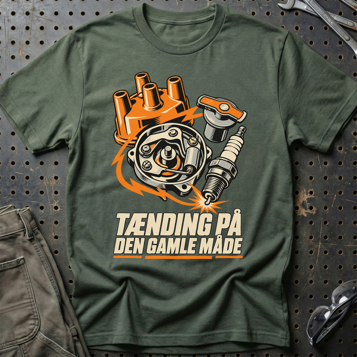 
Tænding på den gamle måde – Unisex T-Shirt – Grøn Militær
