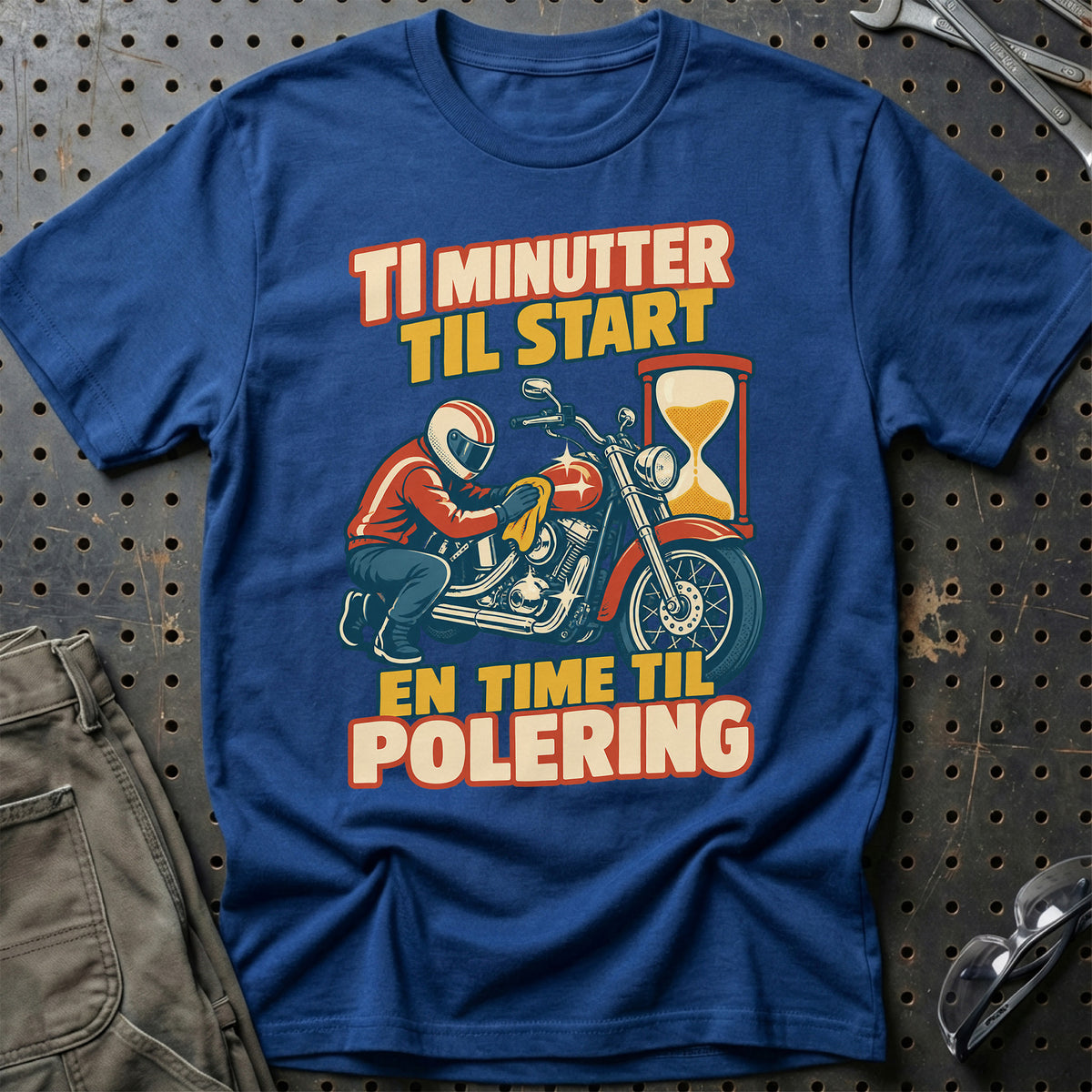 
Ti minutter til start en time til polering – Retro – Unisex T-Shirt – Blå Royal