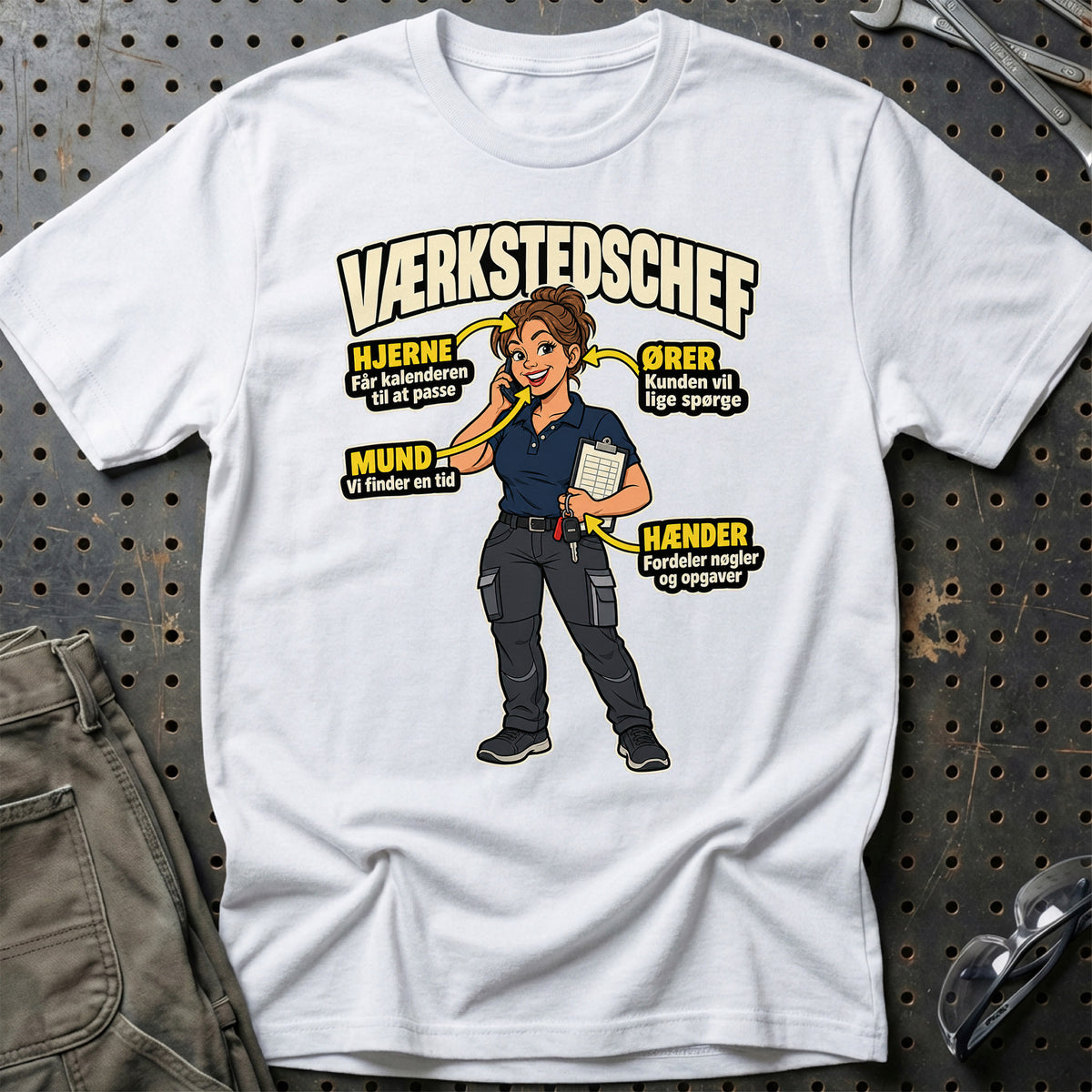 Værkstedschef – Anatomi T-Shirt – Hvid