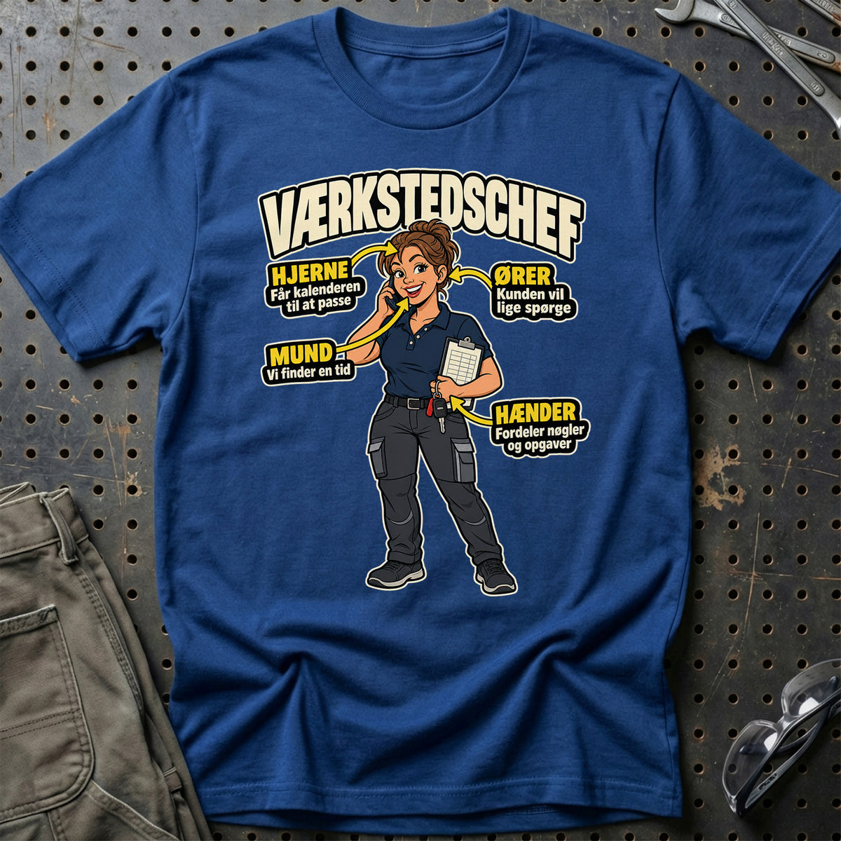 Værkstedschef – Anatomi T-Shirt – Blå Royal